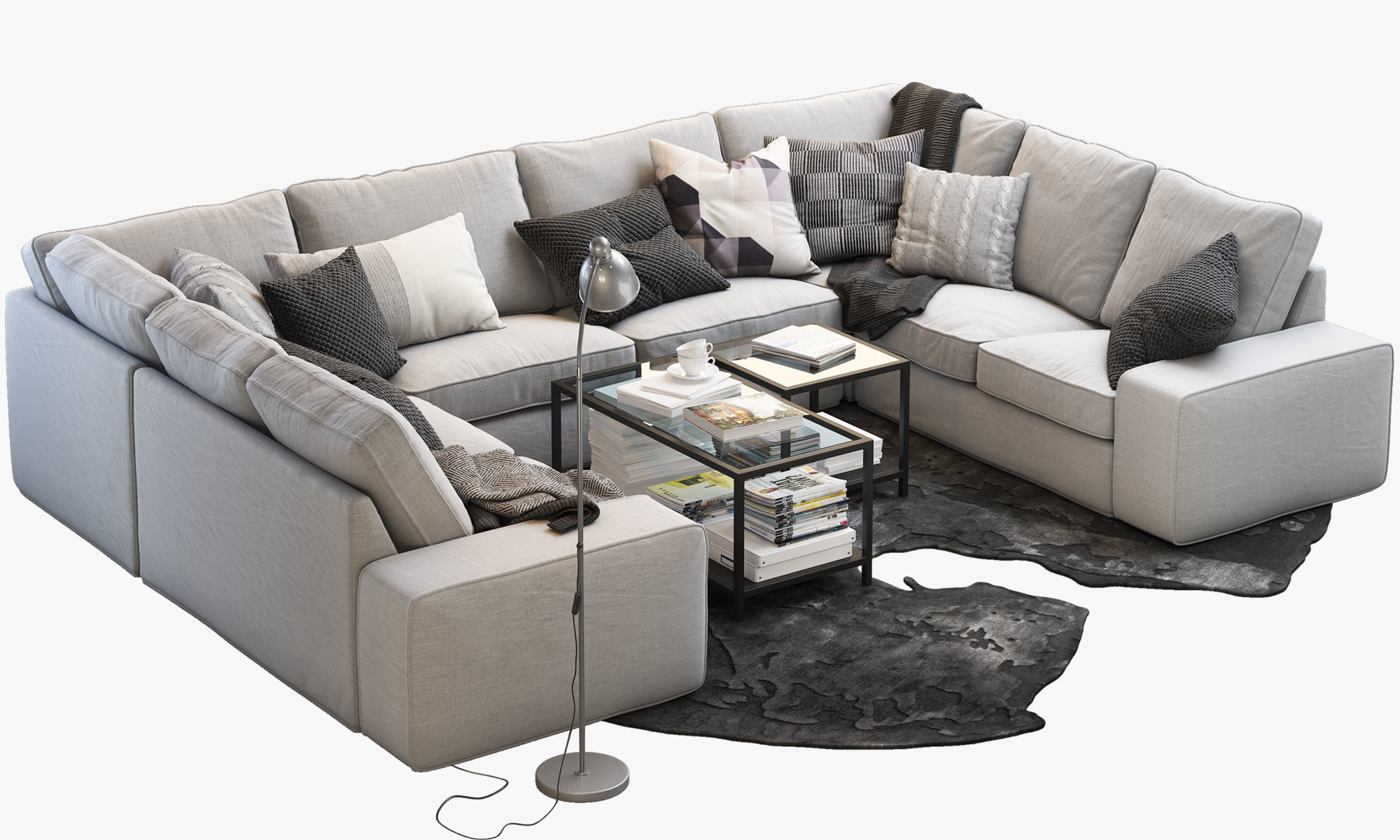 KIVIK 7seat Ushaped sofa Ikea 3D model CGTrader