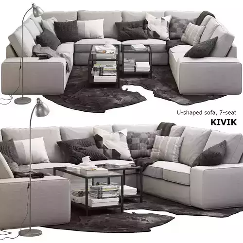 KIVIK 7-seat U-shaped sofa Ikea 3D model
