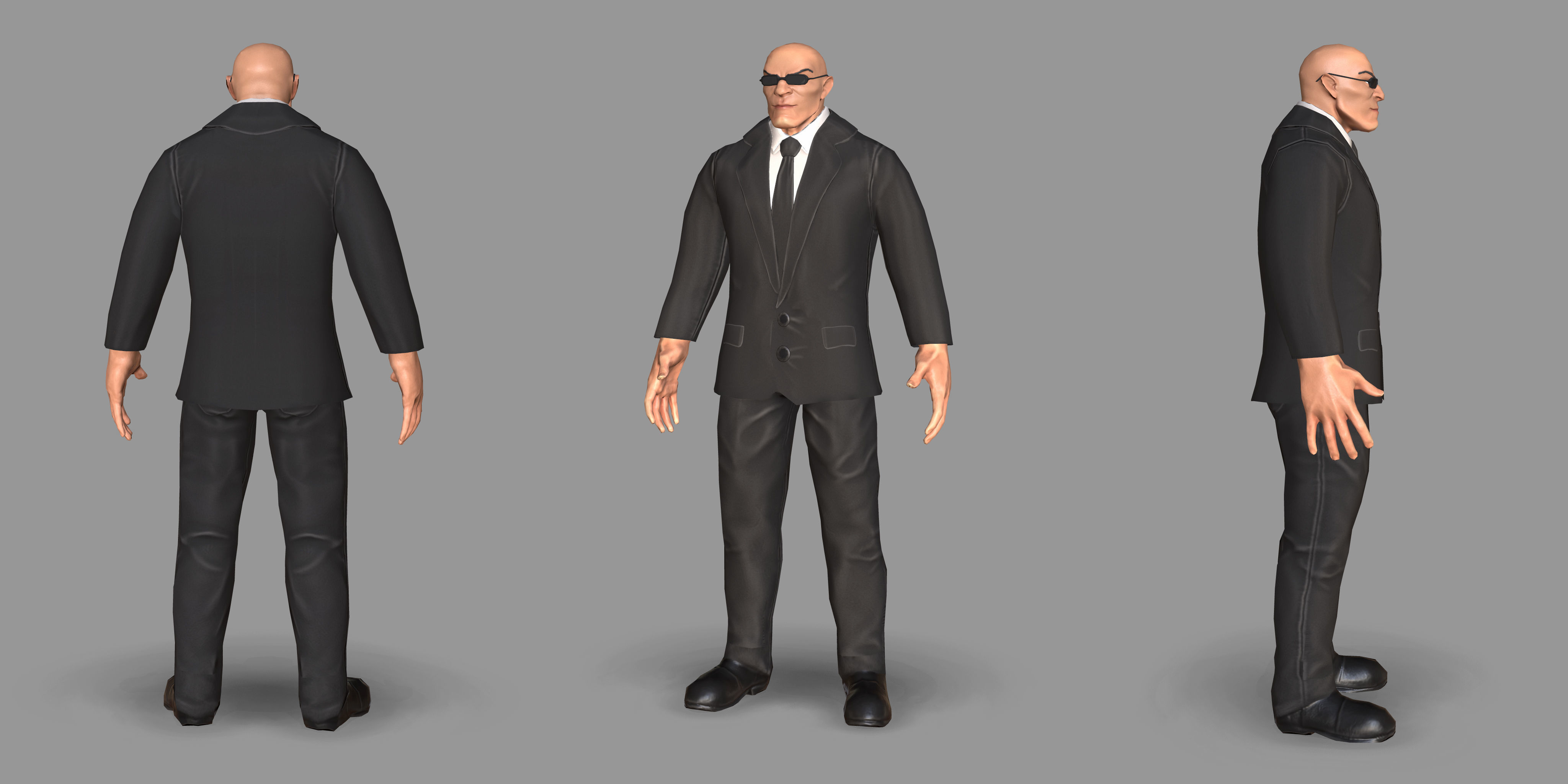 Bodyguard man in suit Low-poly 3D model_11