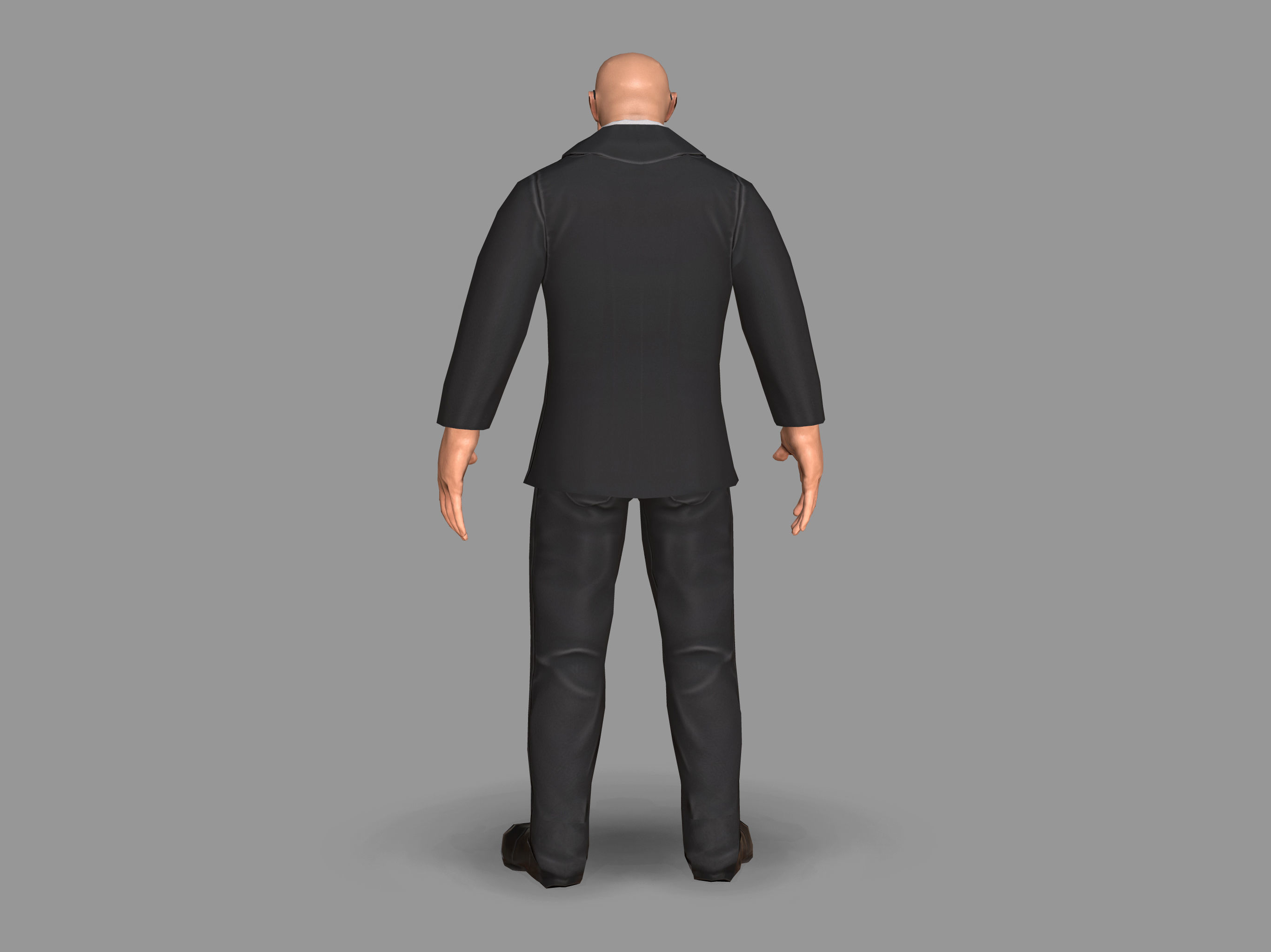 Bodyguard man in suit Low-poly 3D model_6