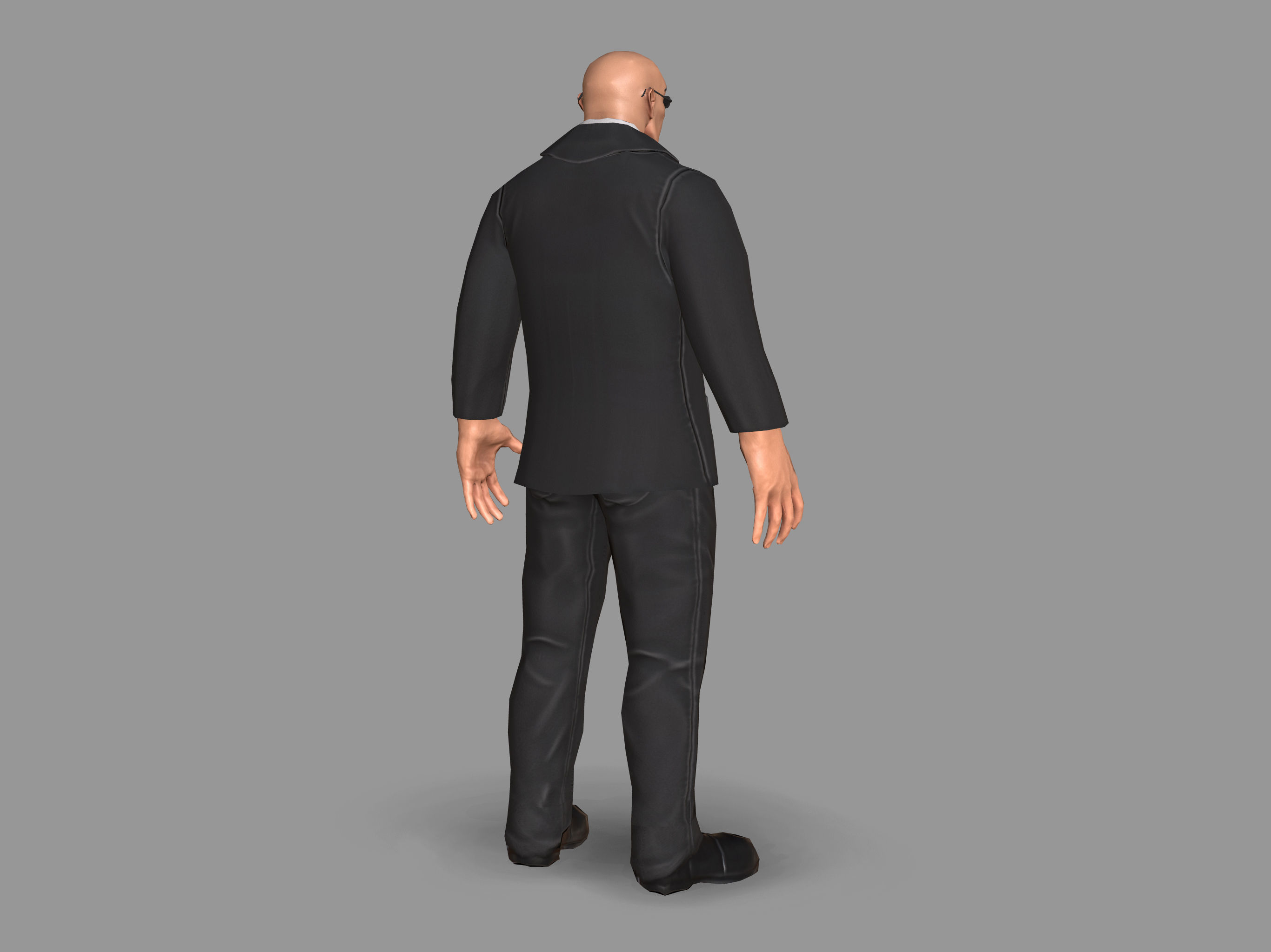 Bodyguard man in suit Low-poly 3D model_5