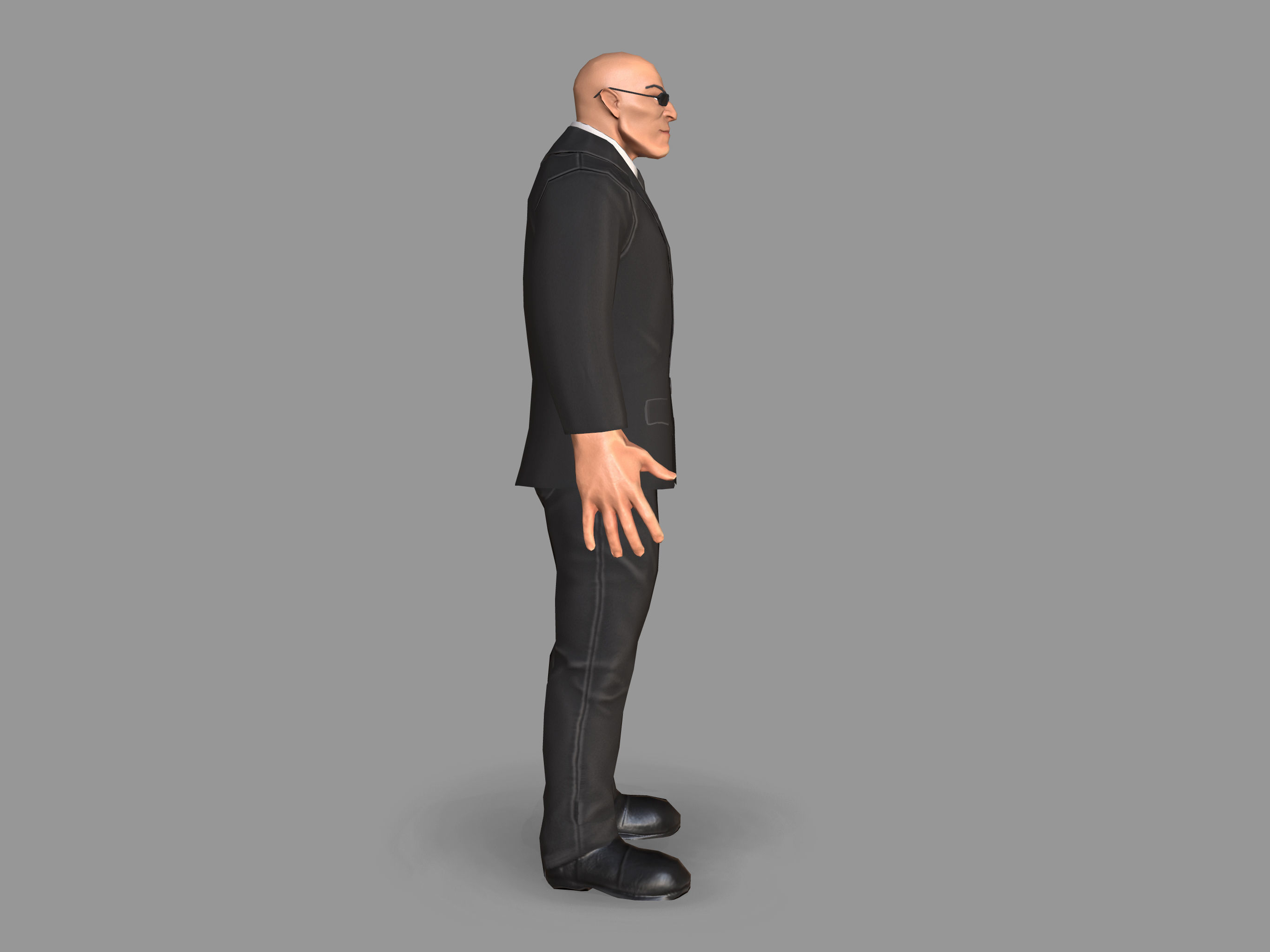 Bodyguard man in suit Low-poly 3D model_4
