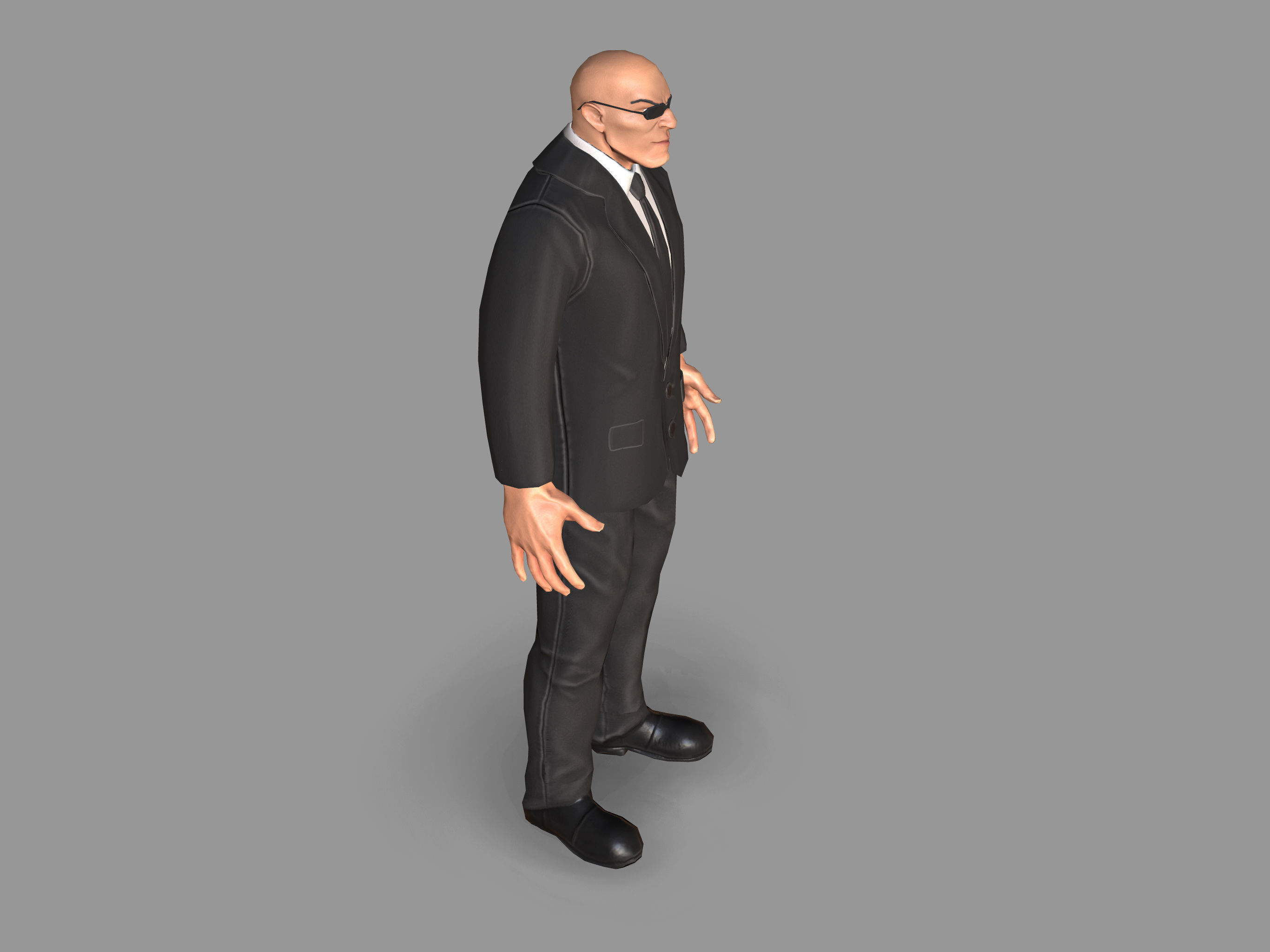 Bodyguard man in suit Low-poly 3D model_8