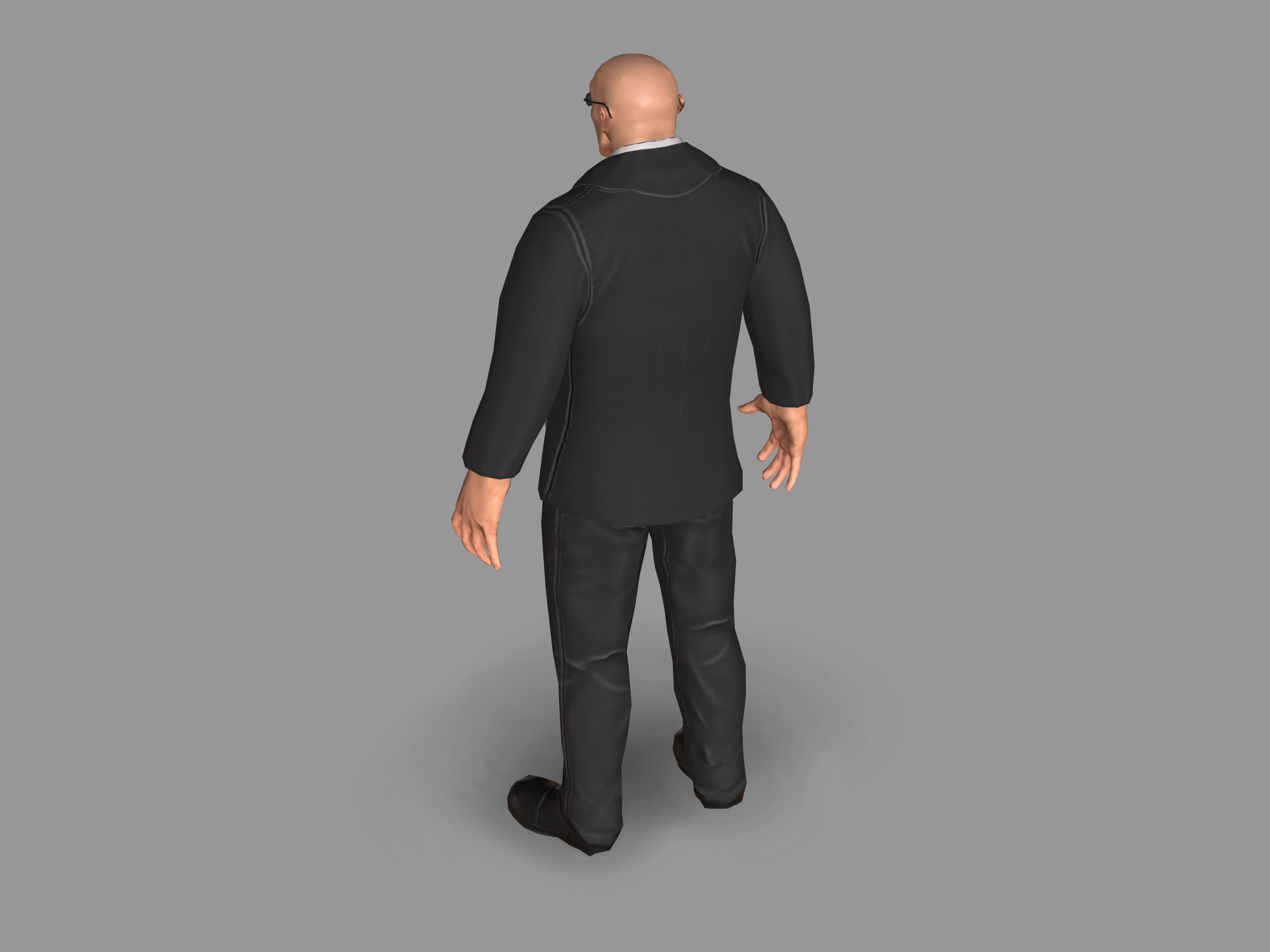 Bodyguard man in suit Low-poly 3D model_9