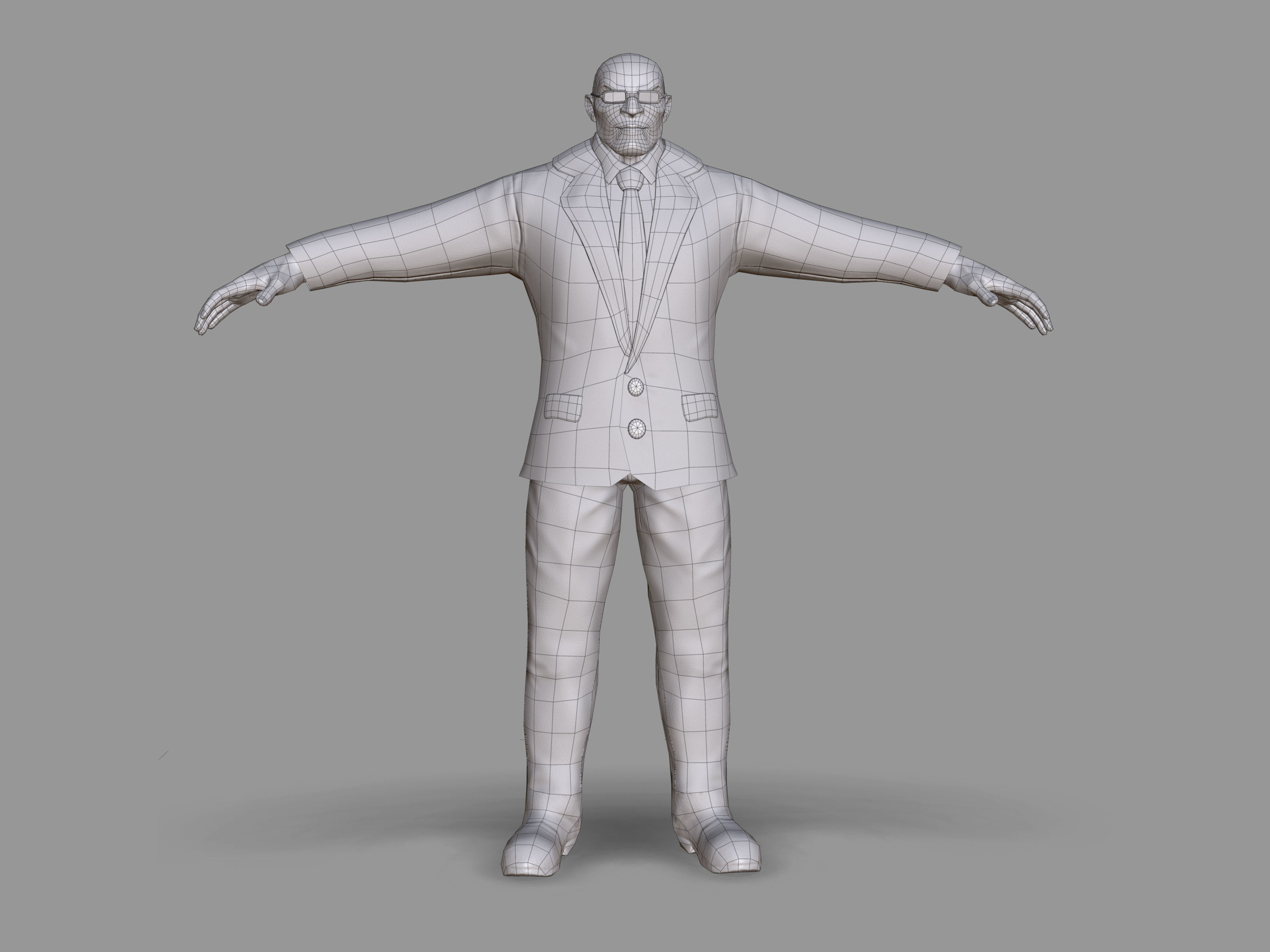 Bodyguard man in suit Low-poly 3D model_15