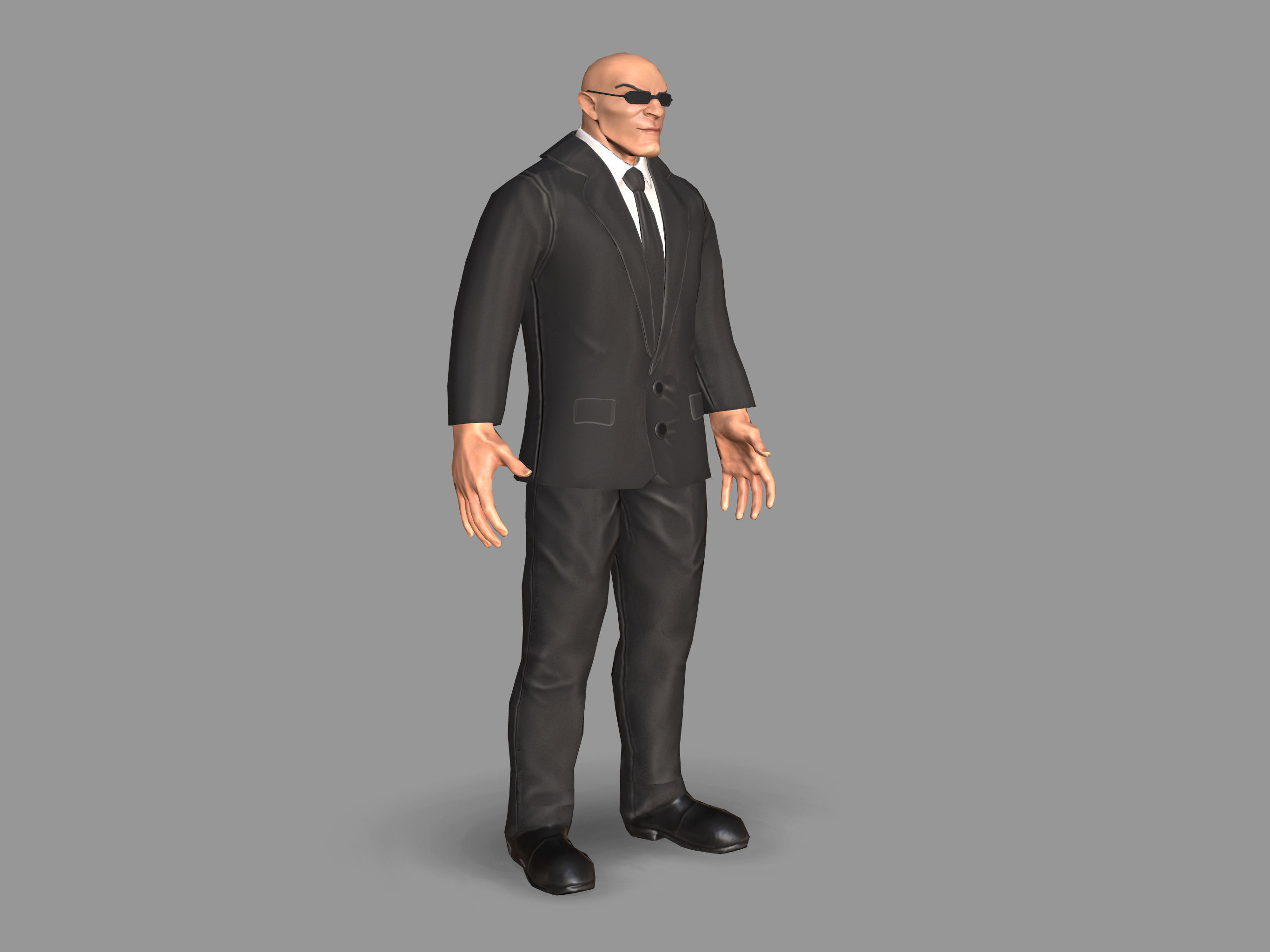 Bodyguard man in suit Low-poly 3D model_3