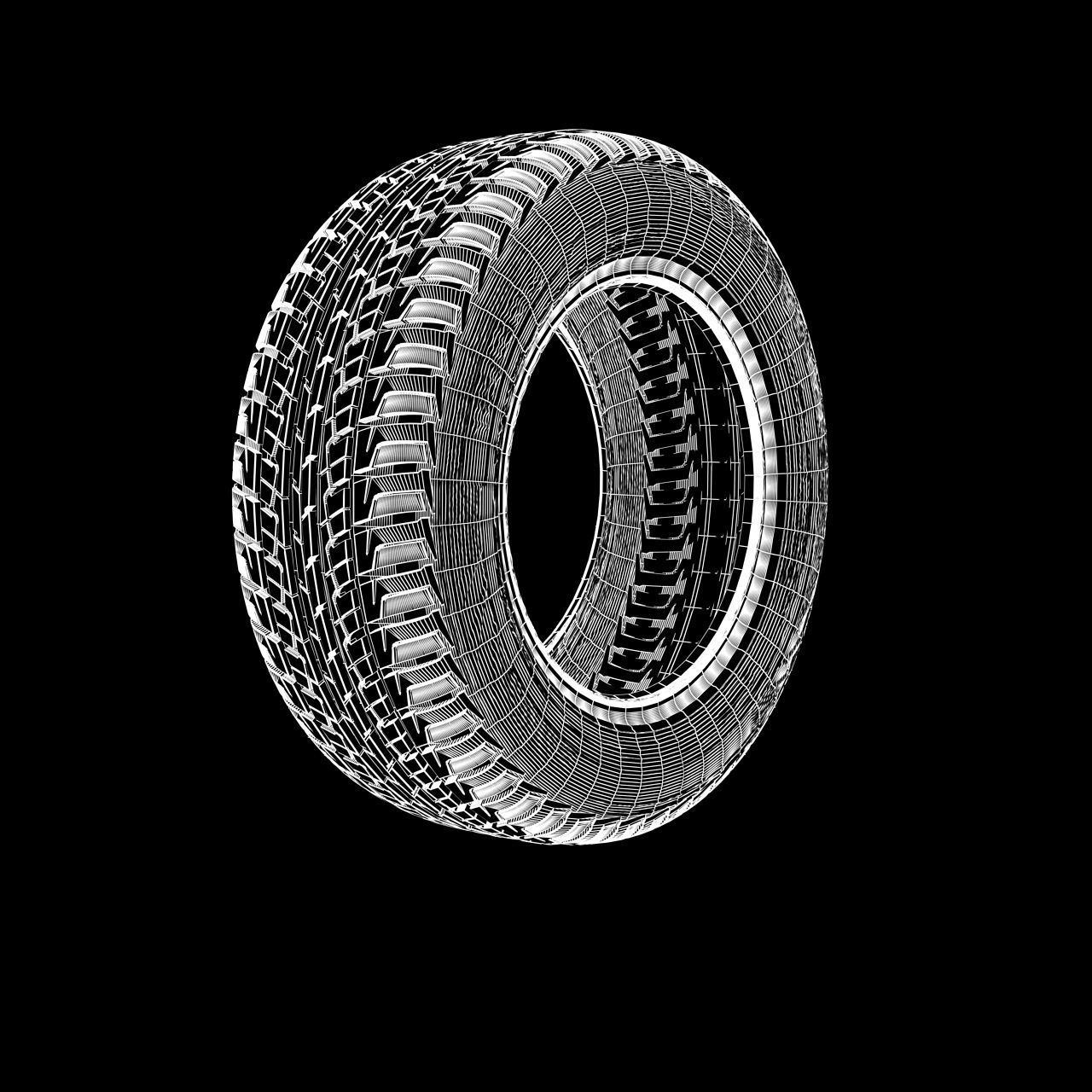 Tire pack and rim 3D model_5