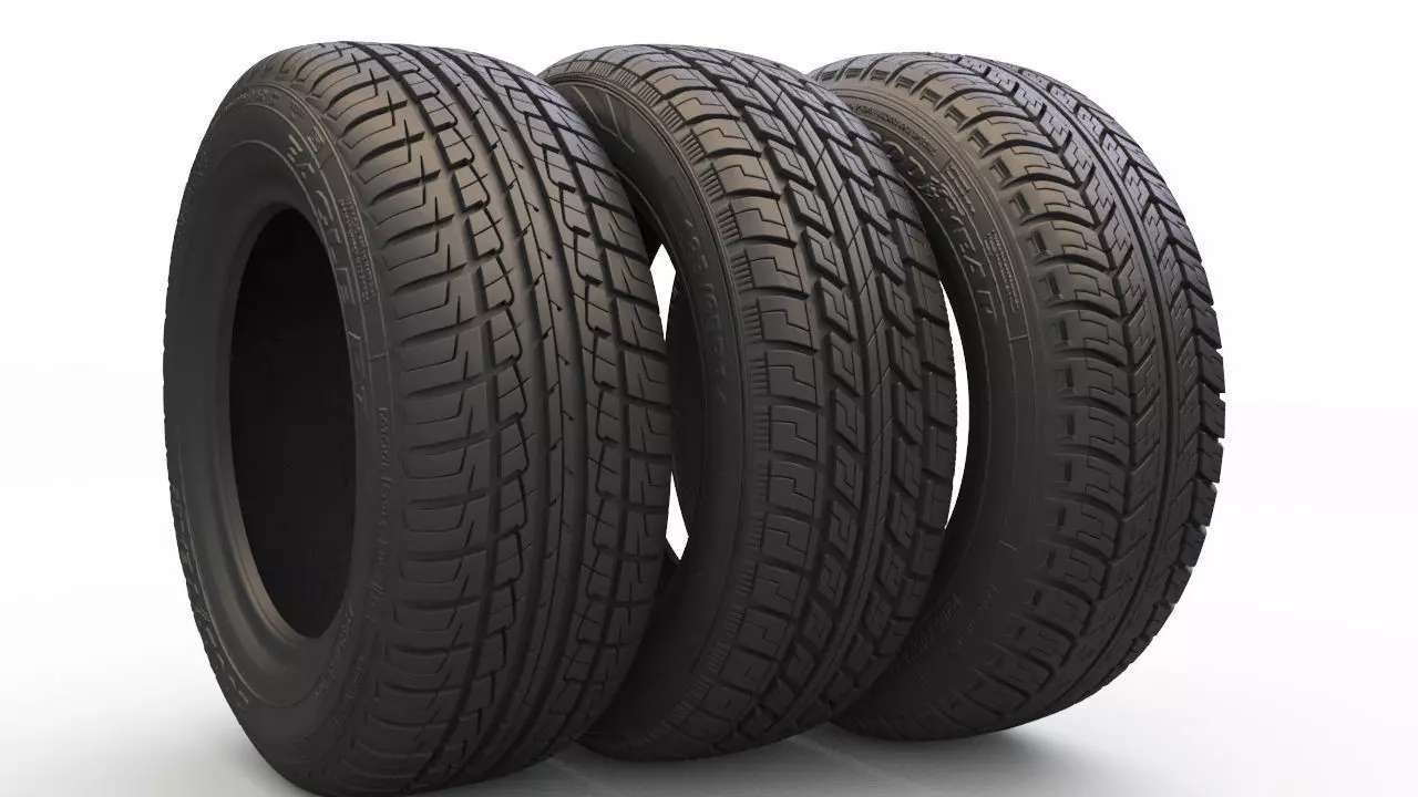 Tire pack and rim 3D model_0