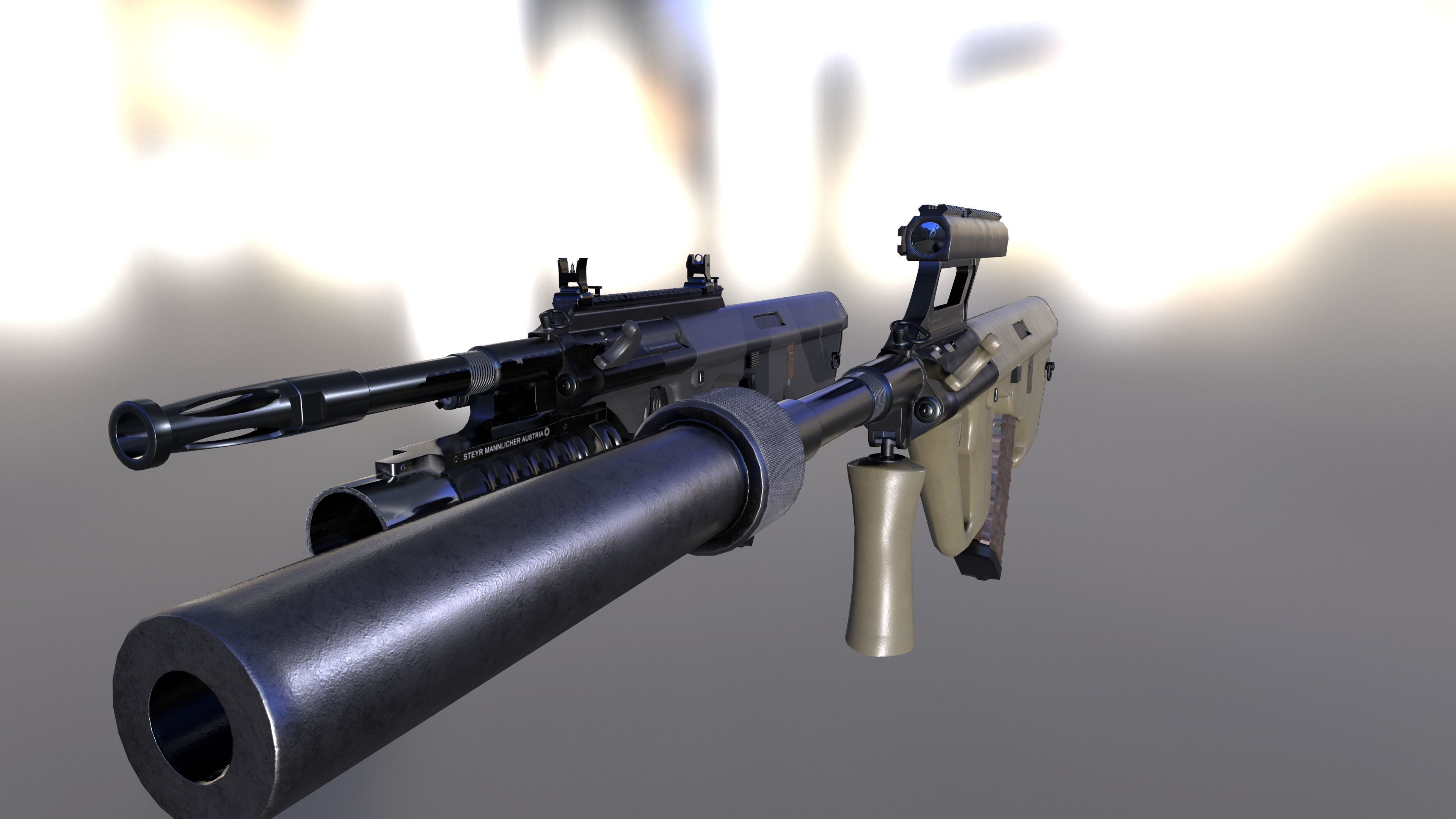 AUG A3 Austrian assault rifle for FPS Low-poly 3D model_22
