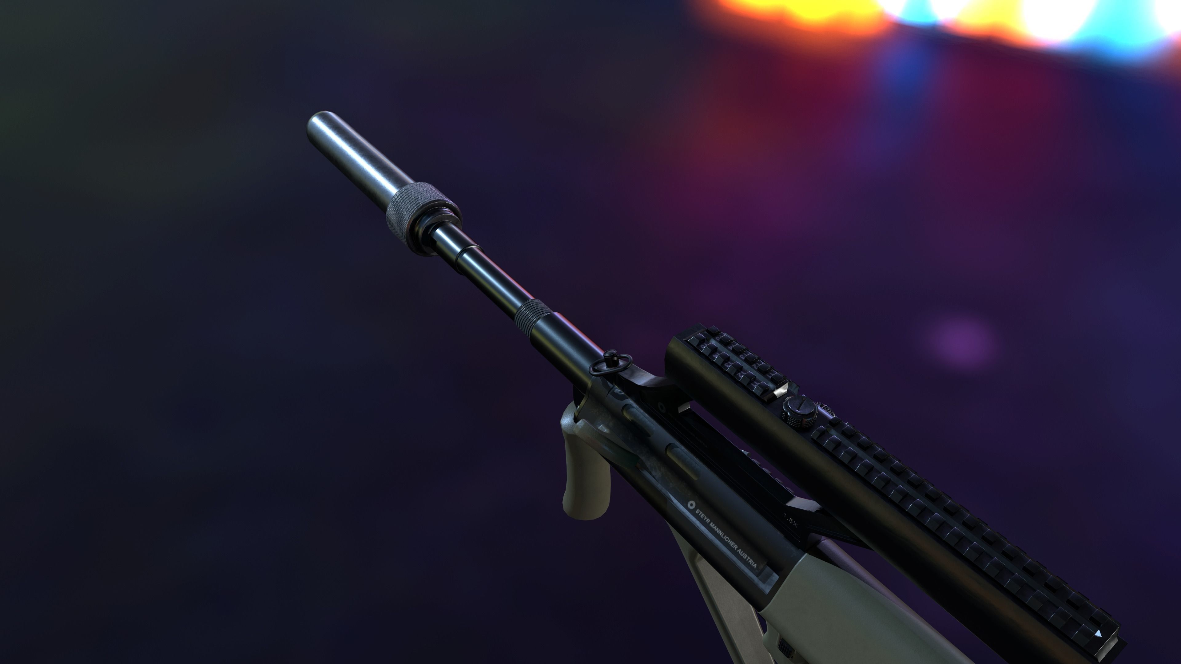 AUG A3 Austrian assault rifle for FPS Low-poly 3D model_10