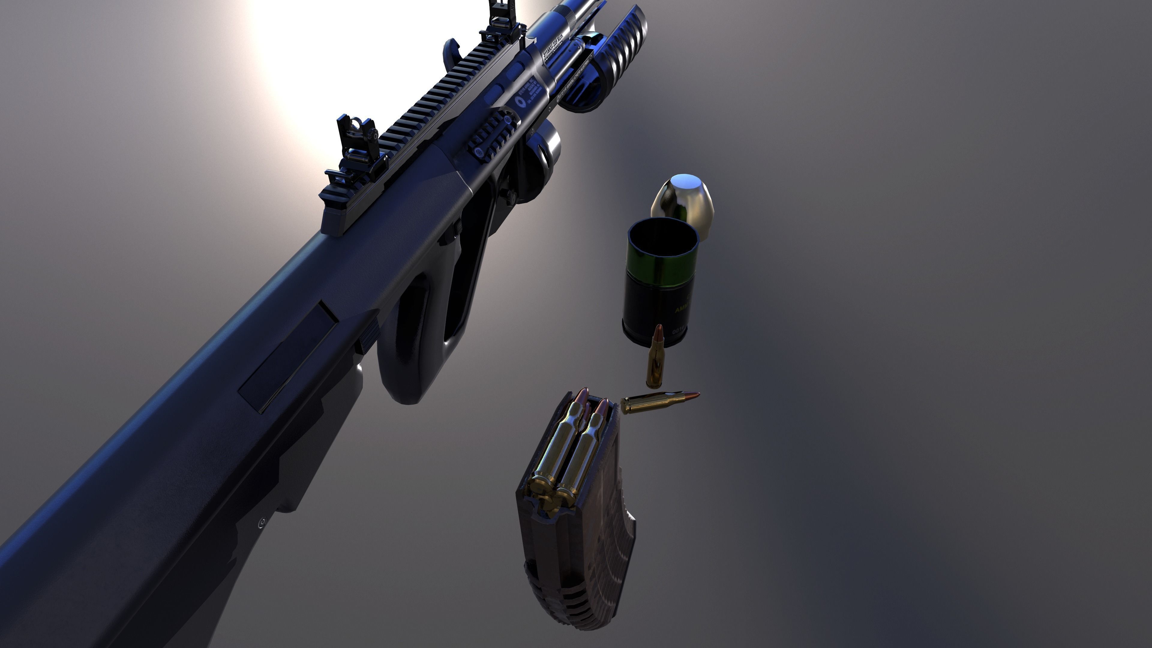 AUG A3 Austrian assault rifle for FPS Low-poly 3D model_21