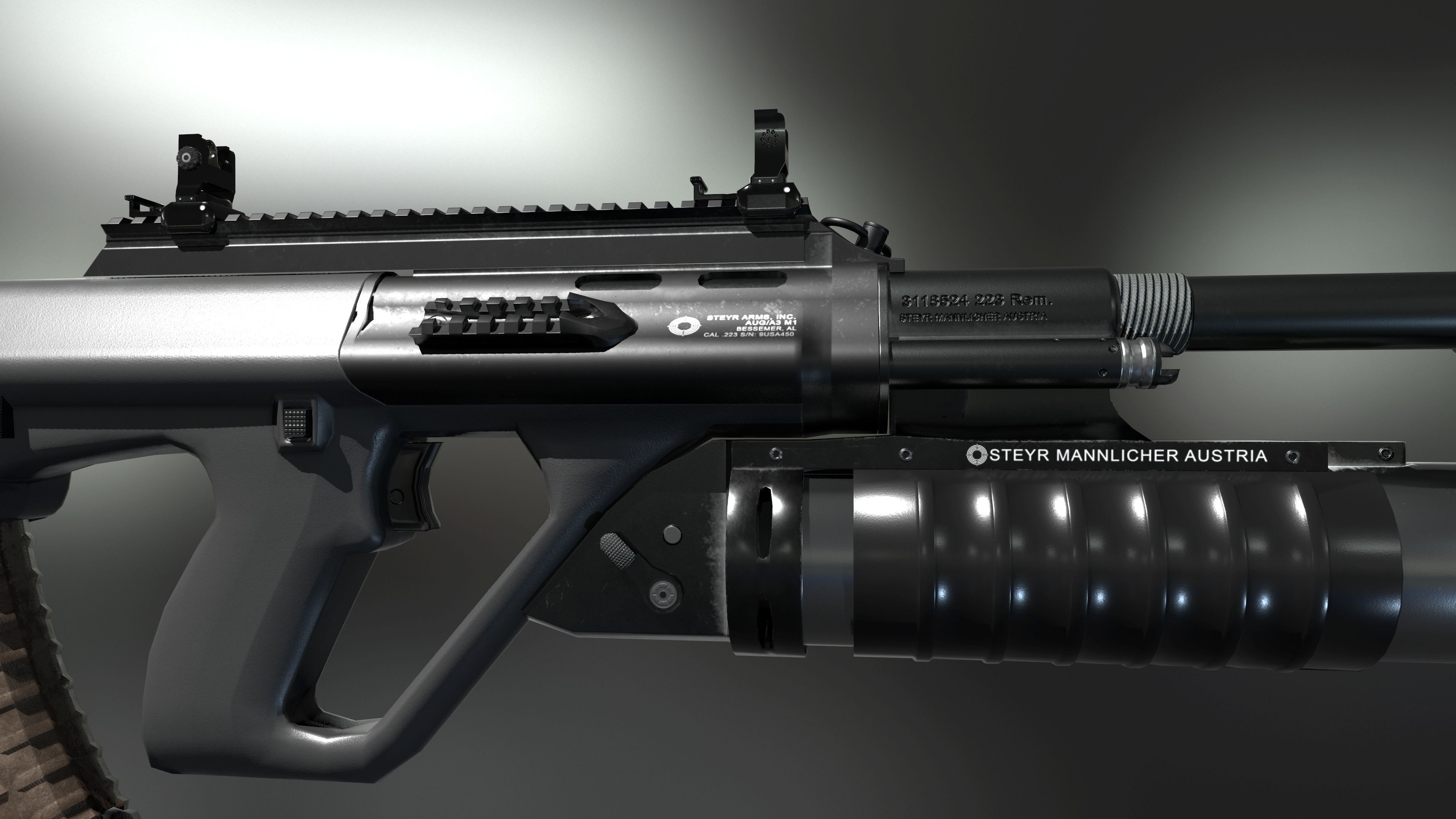 AUG A3 Austrian assault rifle for FPS Low-poly 3D model_15