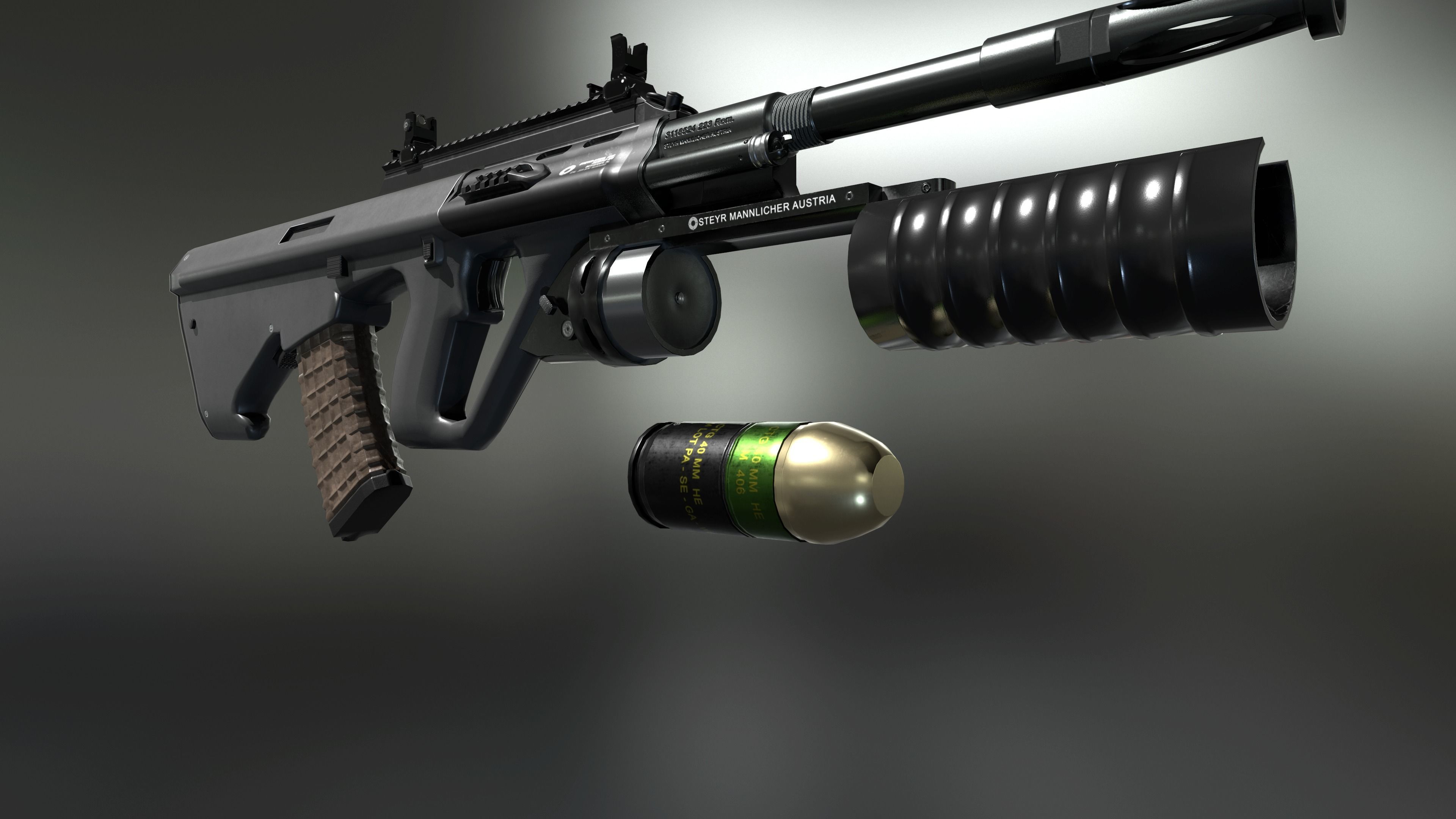 AUG A3 Austrian assault rifle for FPS Low-poly 3D model_19