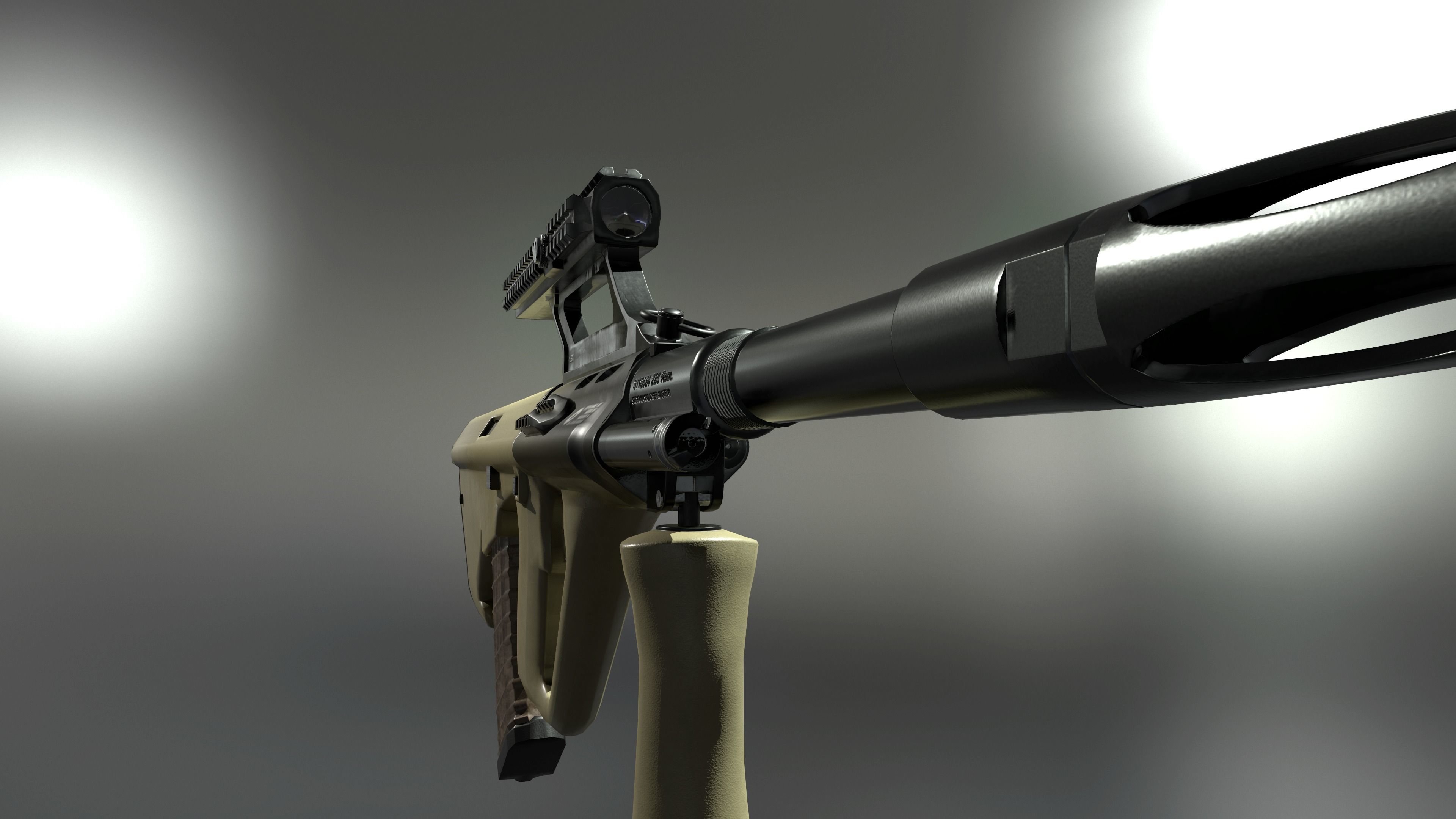 AUG A3 Austrian assault rifle for FPS Low-poly 3D model_4