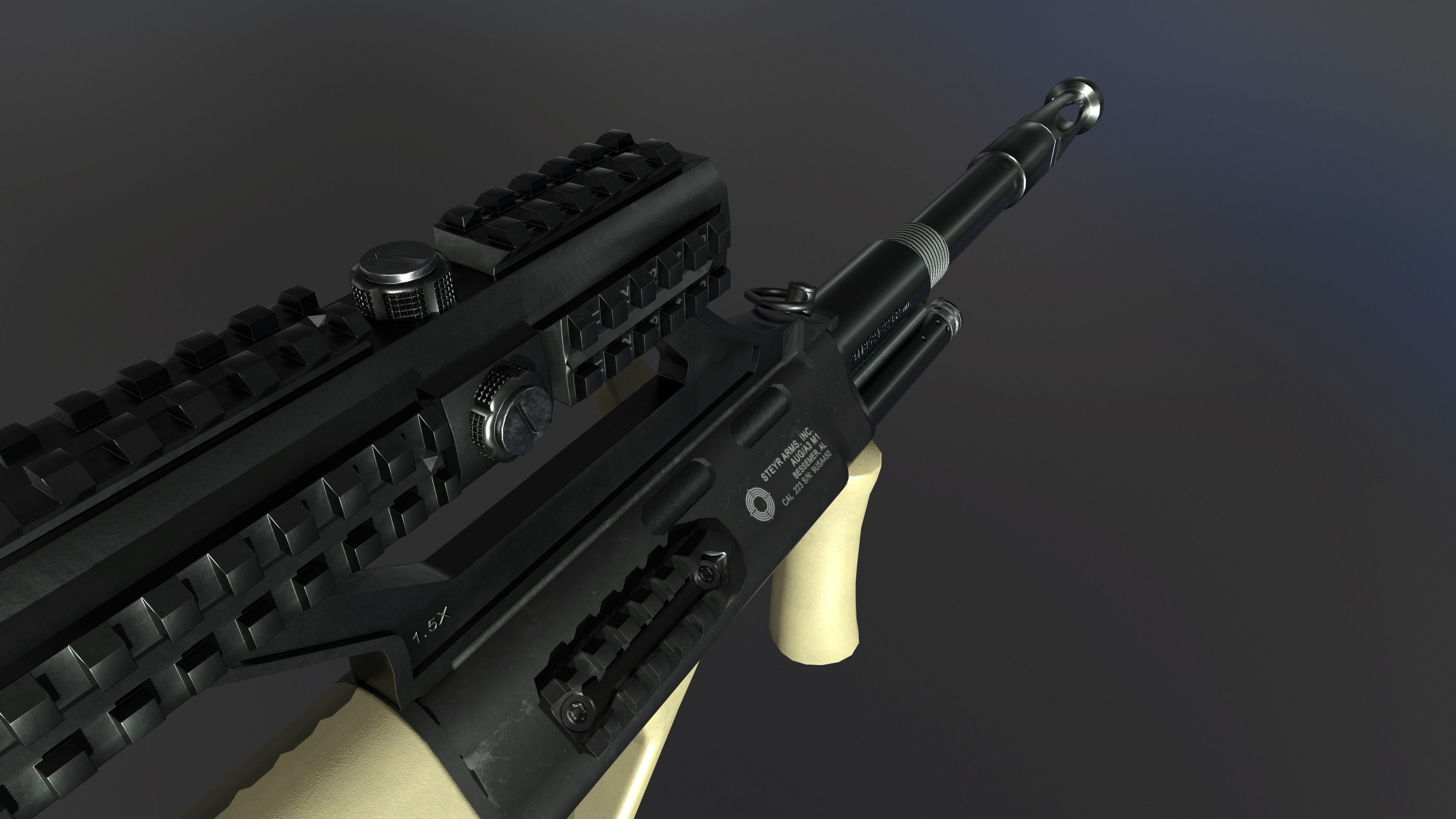 AUG A3 Austrian assault rifle for FPS Low-poly 3D model_3