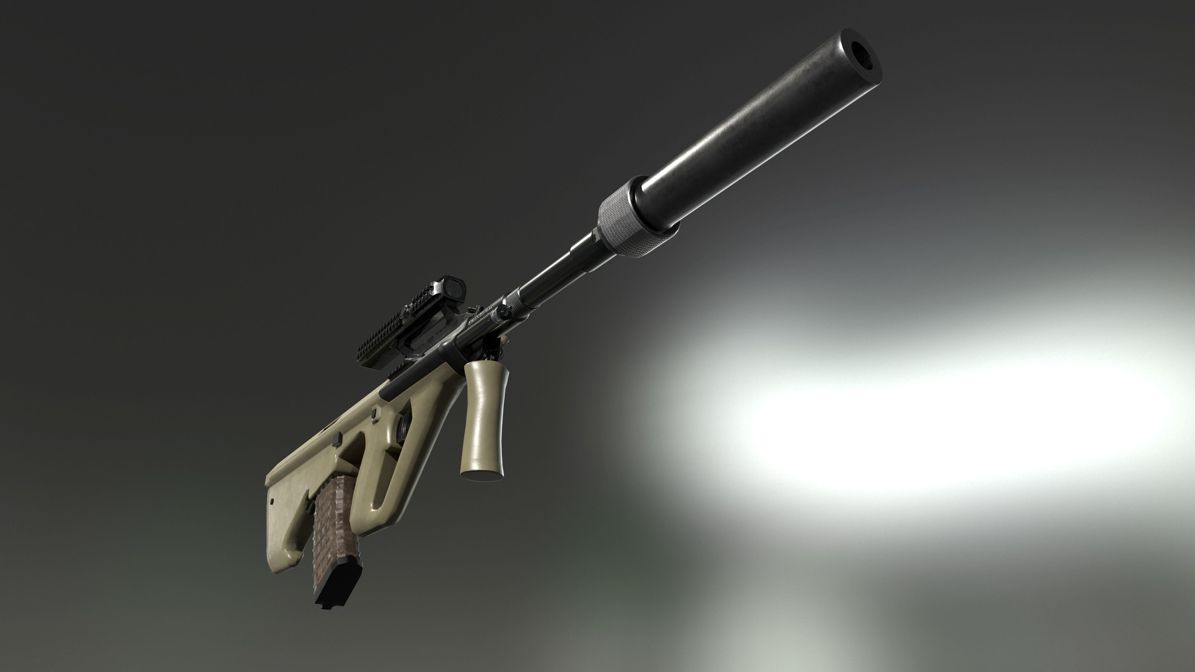 AUG A3 Austrian assault rifle for FPS Low-poly 3D model_8
