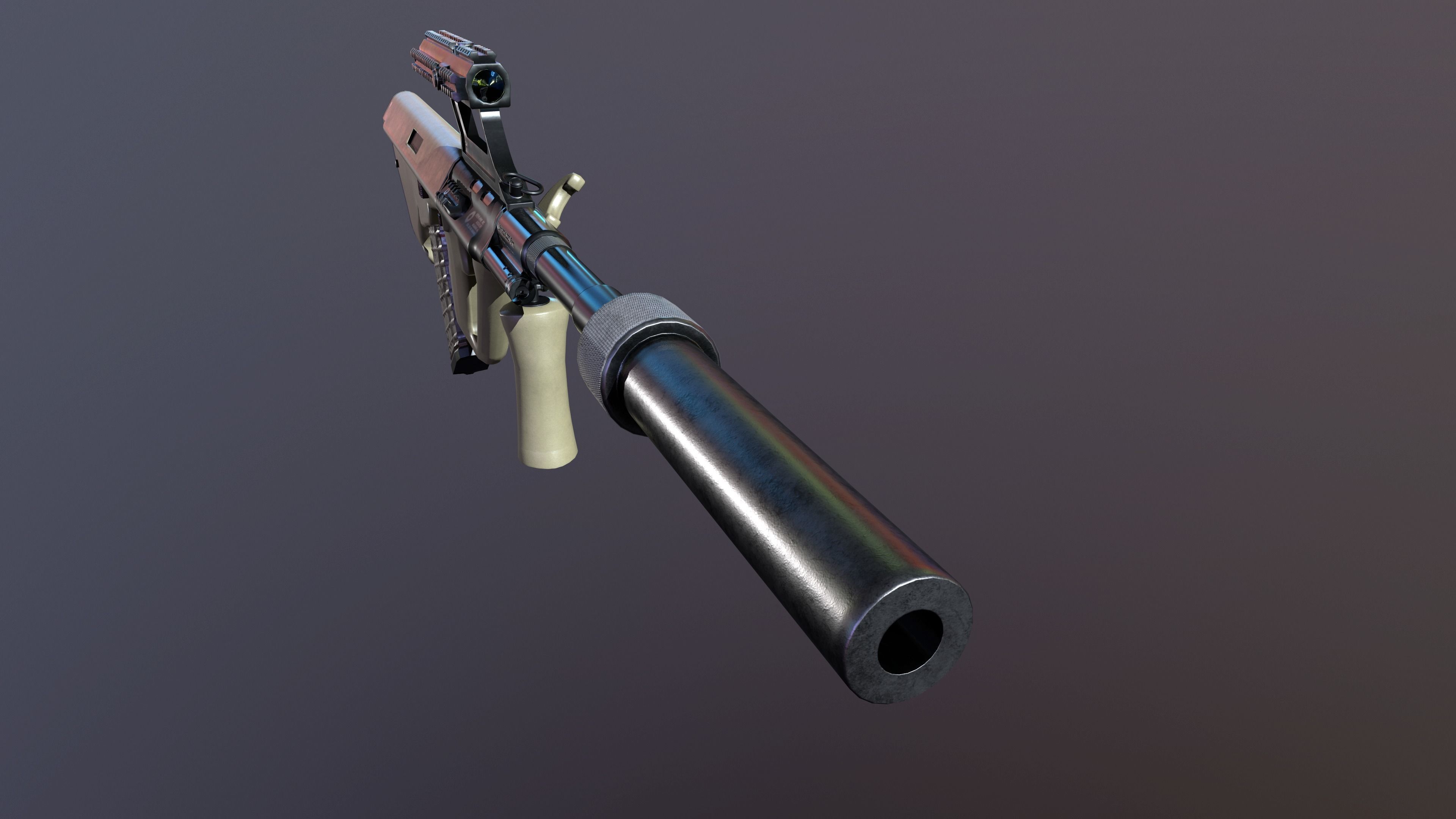 AUG A3 Austrian assault rifle for FPS Low-poly 3D model_9