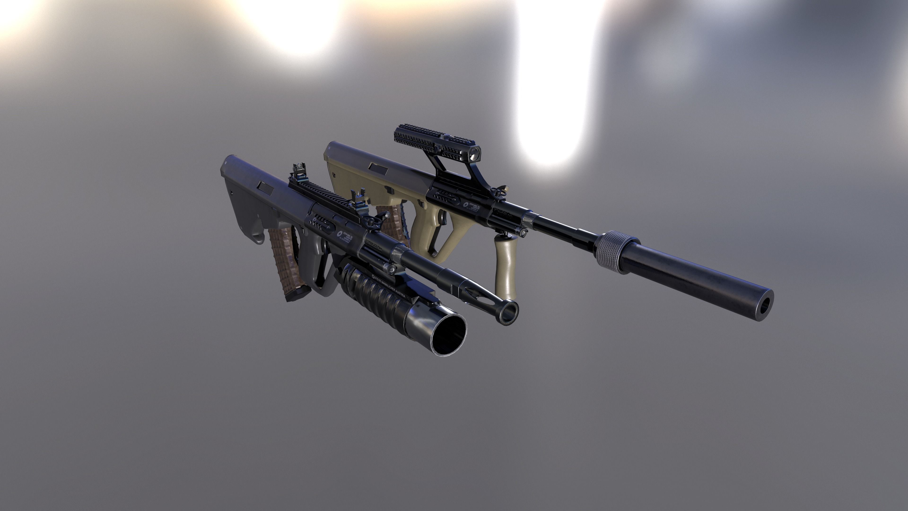 AUG A3 Austrian assault rifle for FPS Low-poly 3D model_20