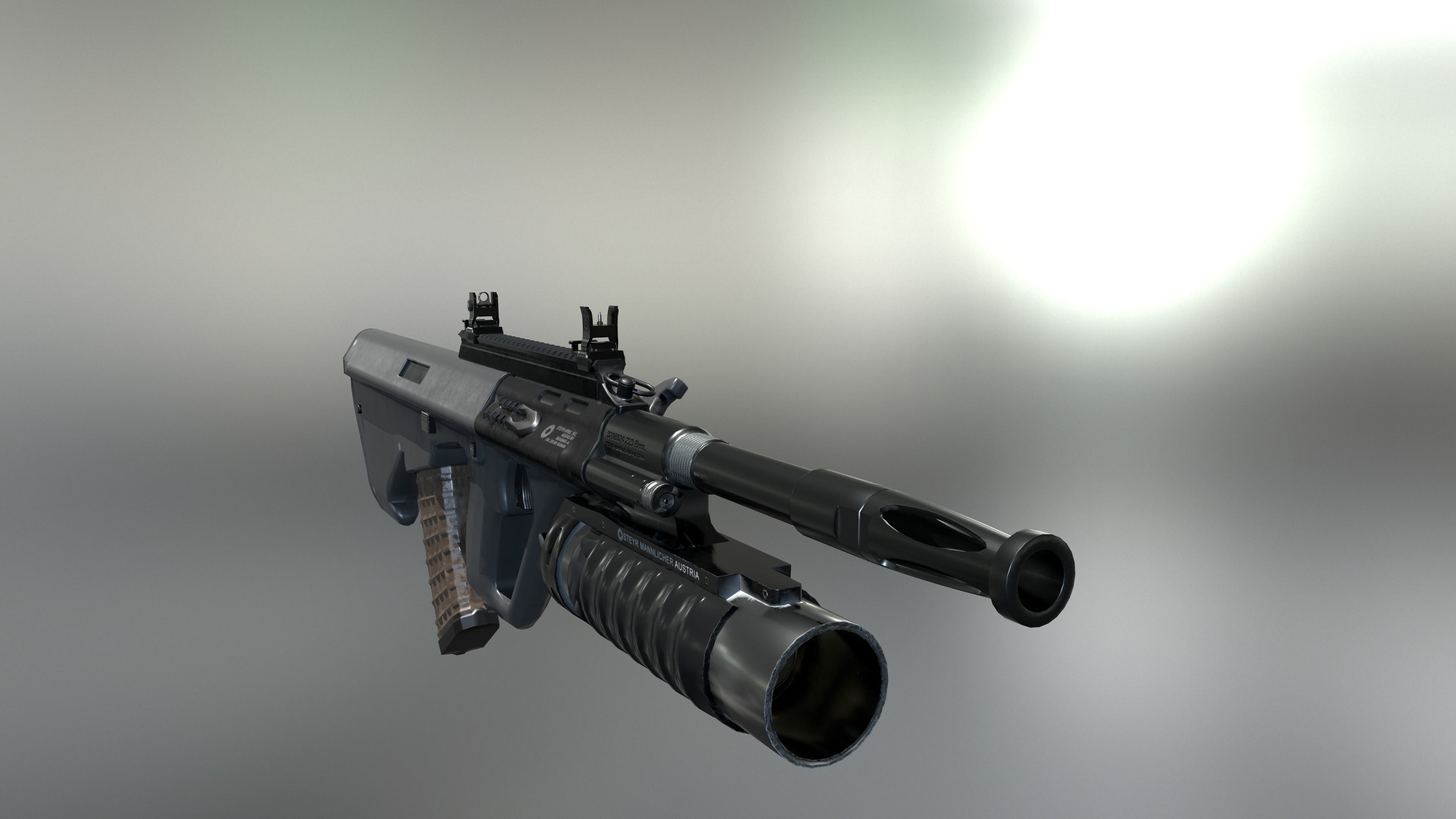 AUG A3 Austrian assault rifle for FPS Low-poly 3D model_13