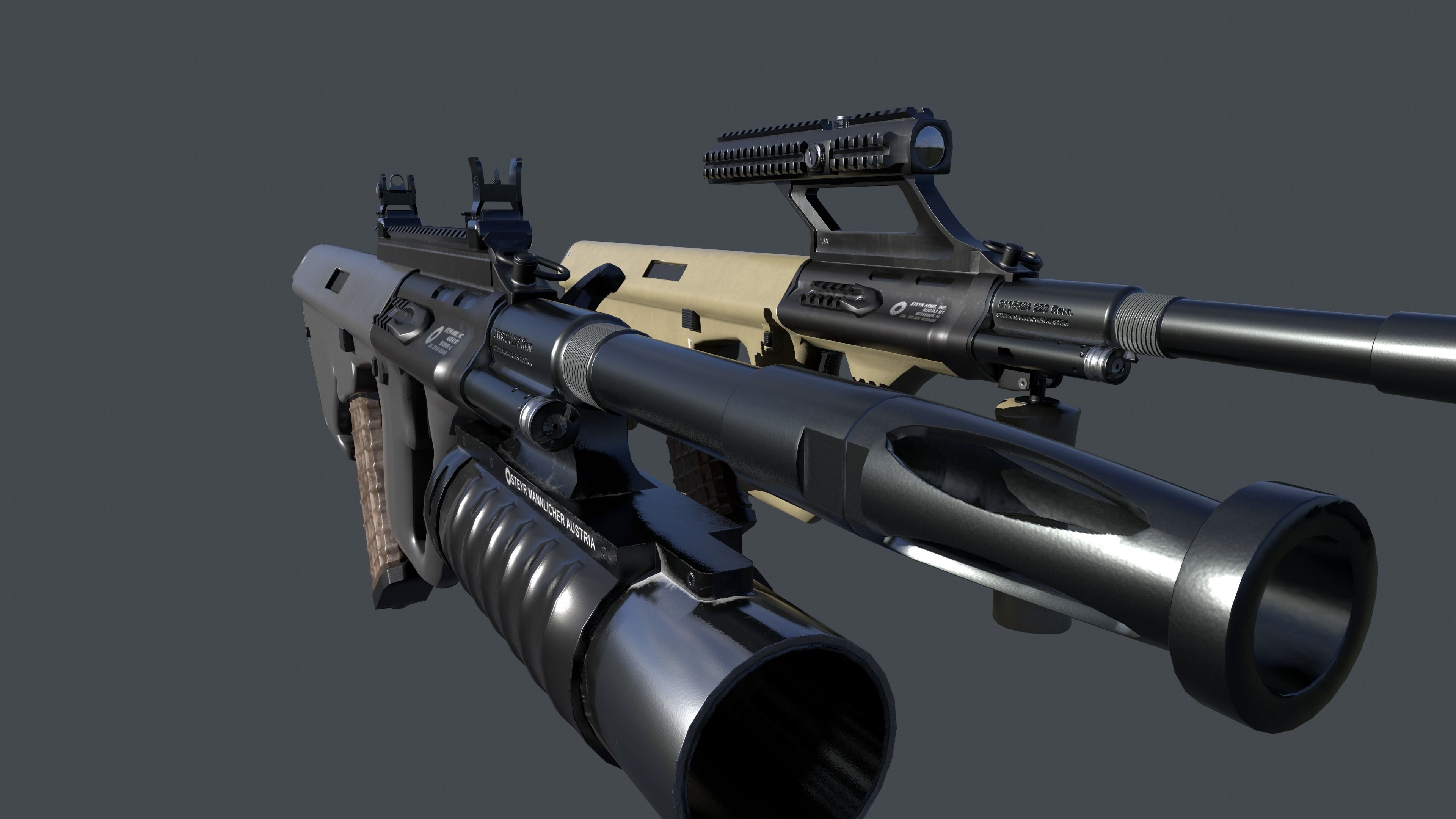 AUG A3 Austrian assault rifle for FPS Low-poly 3D model_25