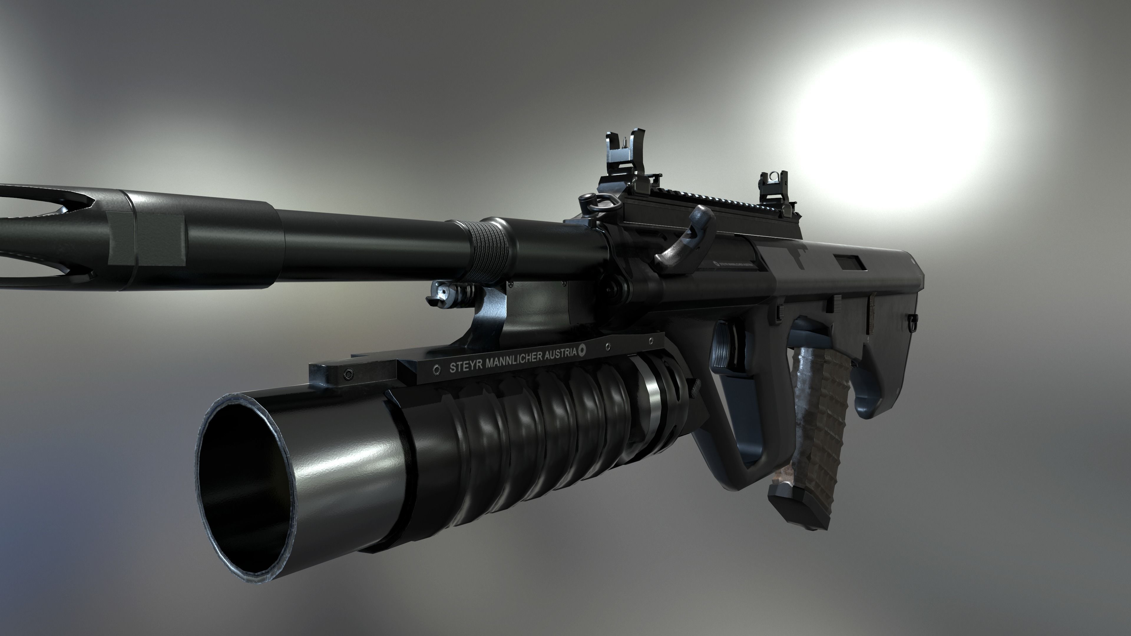 AUG A3 Austrian assault rifle for FPS Low-poly 3D model_12