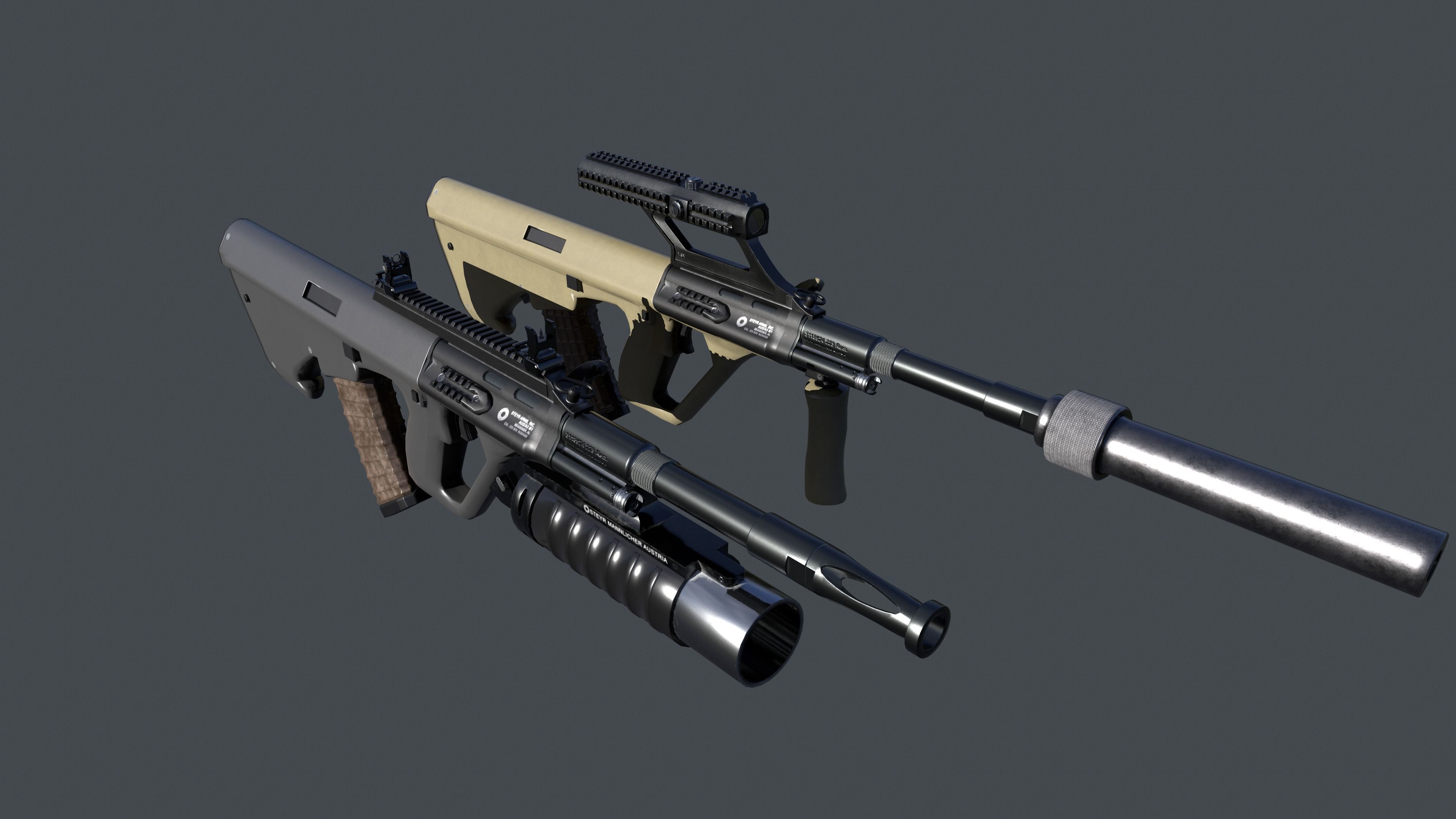AUG A3 Austrian assault rifle for FPS Low-poly 3D model_26