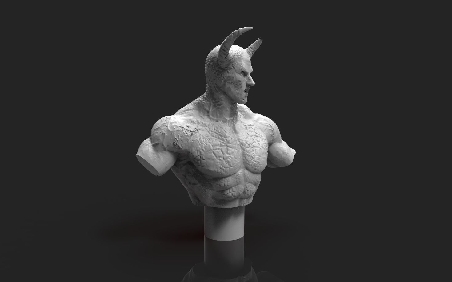 Male Lesser Demon of Hell miniature Bust 3D print model_3