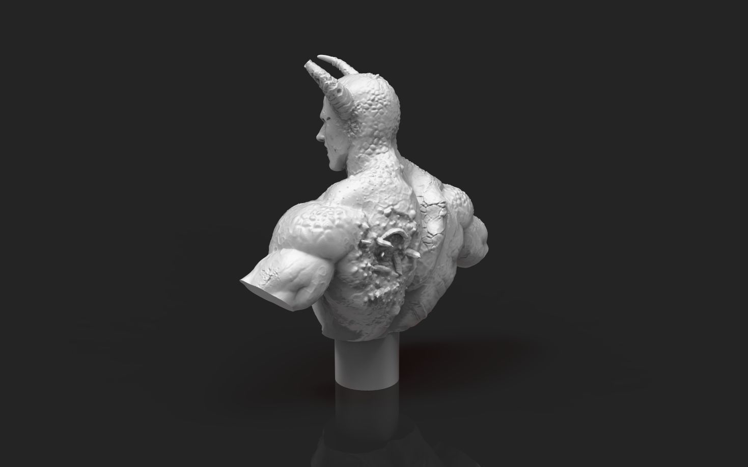 Male Lesser Demon of Hell miniature Bust 3D print model_1