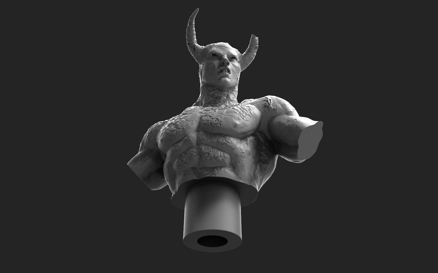 Male Lesser Demon of Hell miniature Bust 3D print model_5