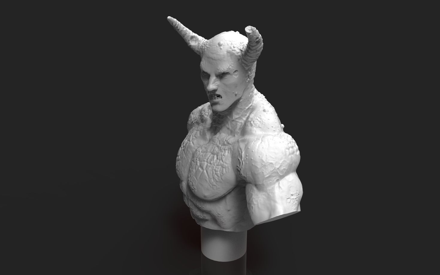 Male Lesser Demon of Hell miniature Bust 3D print model_4