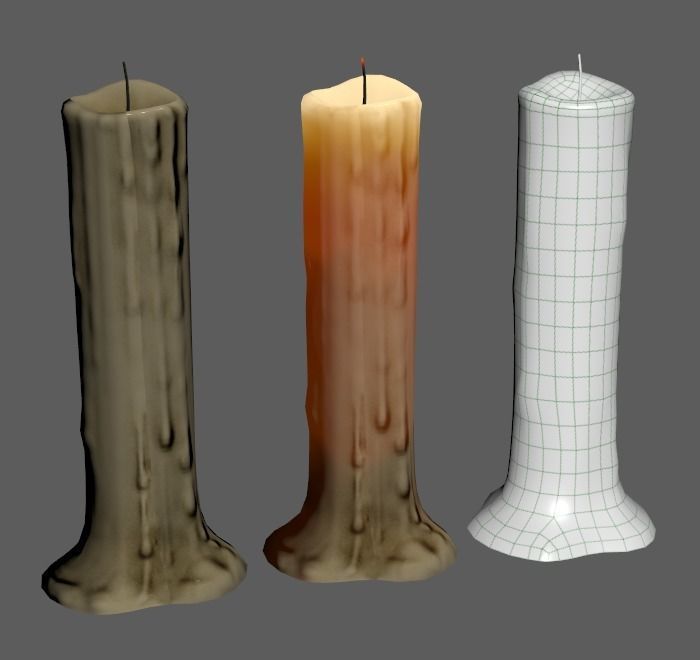 Lowpoly Candle Low-poly 3D model_5