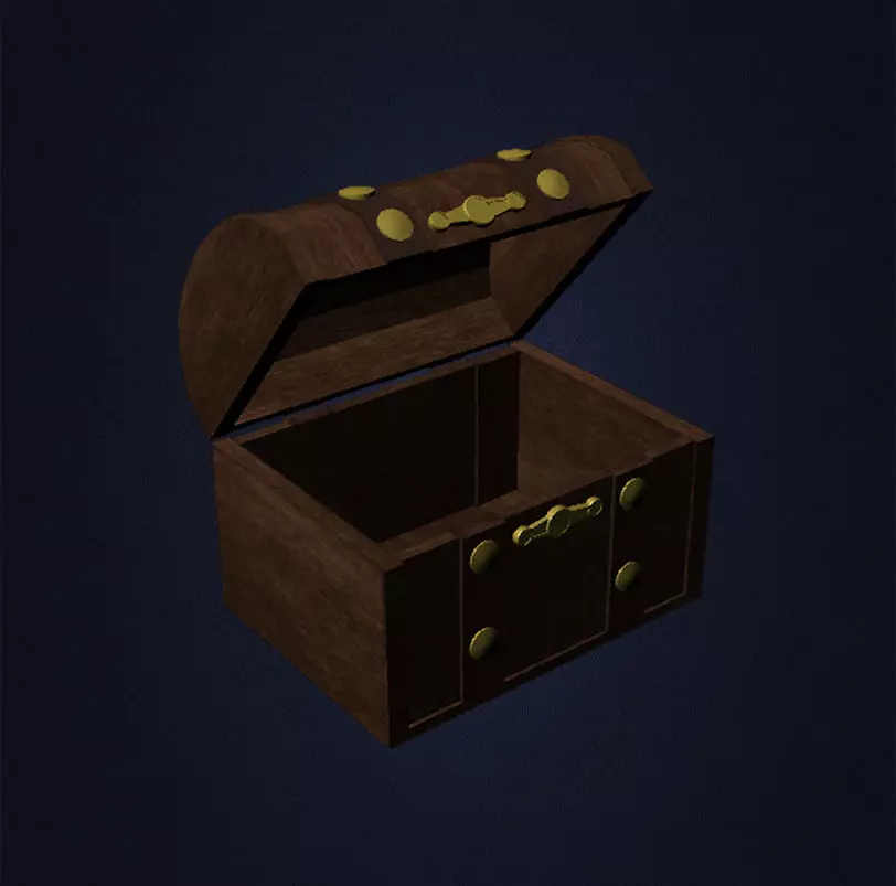 Wooden Chest Low-poly 3D model_0