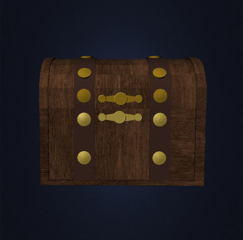 Wooden Chest Low-poly 3D model_1