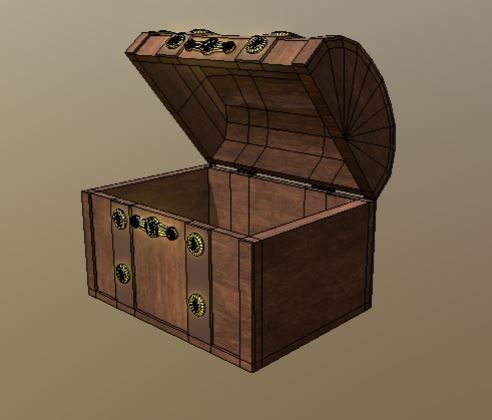 Wooden Chest Low-poly 3D model_6
