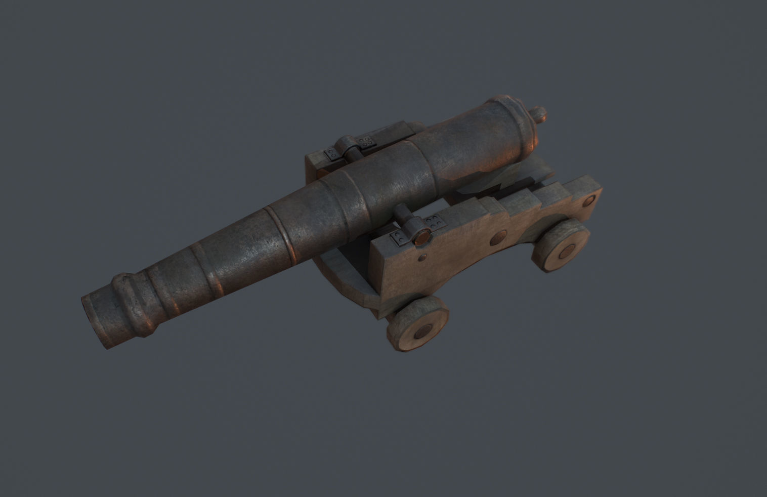 Old Cannon Low-poly 3D model_1