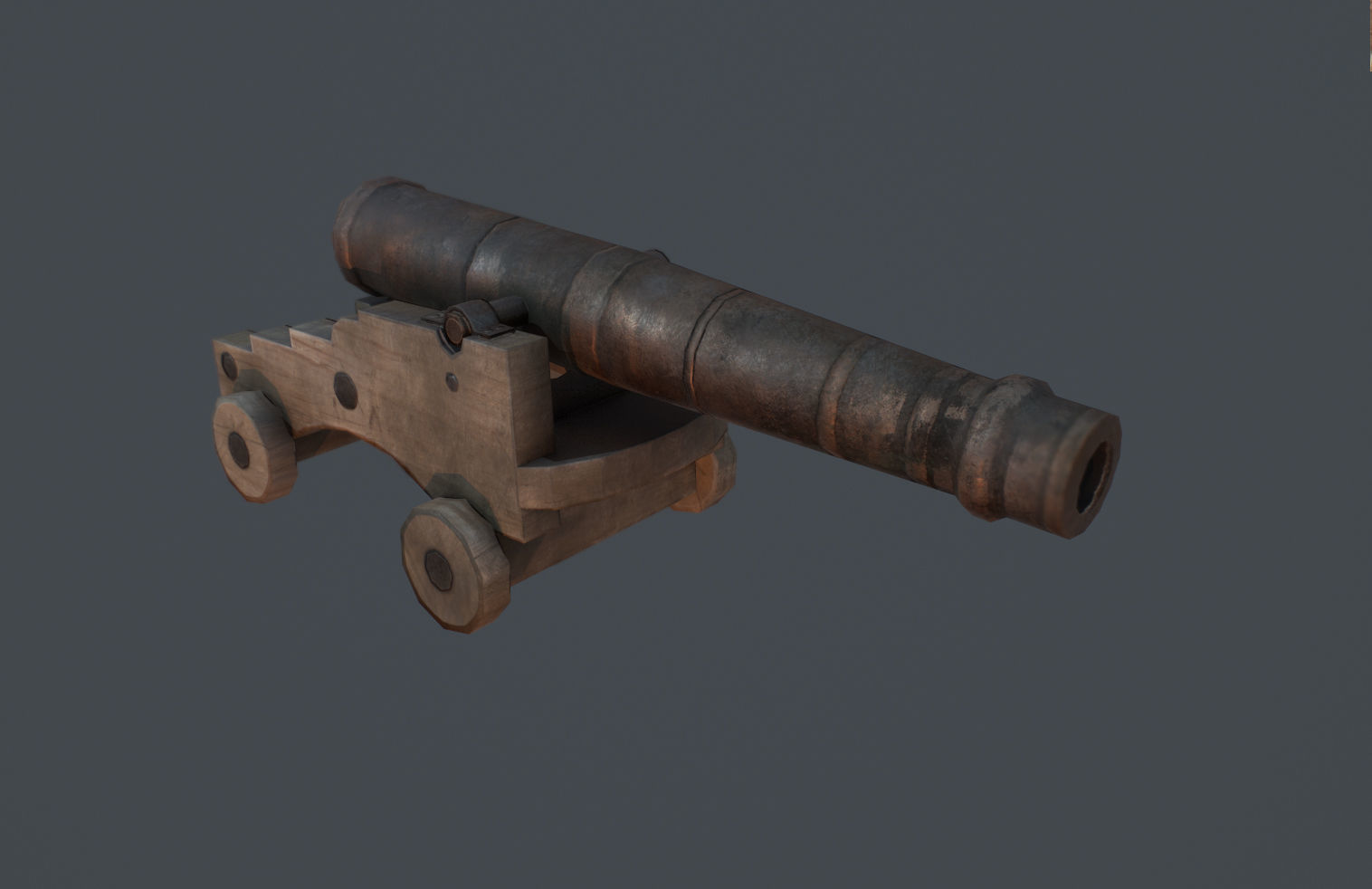 Old Cannon Low-poly 3D model_2