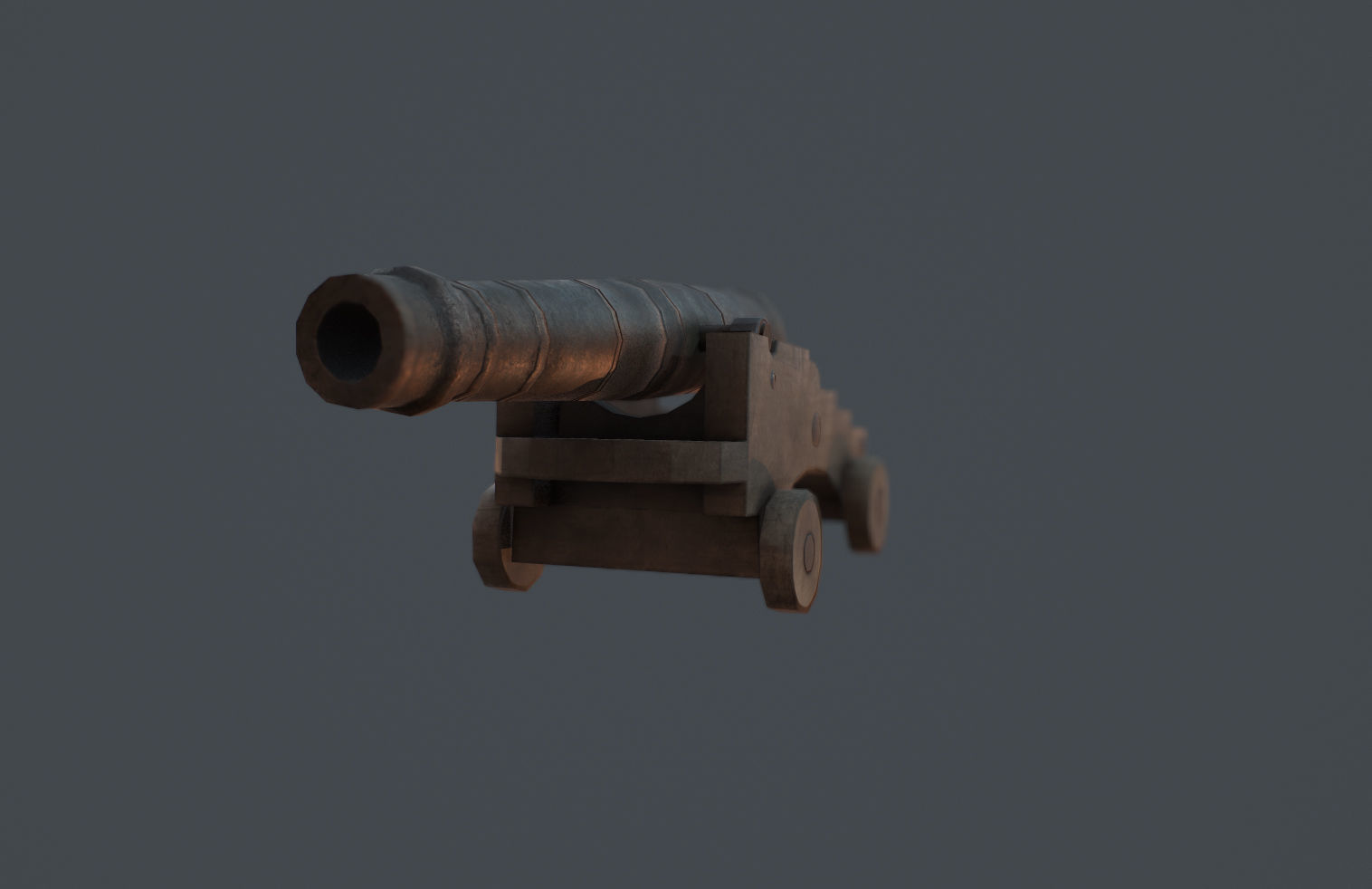 Old Cannon Low-poly 3D model_4