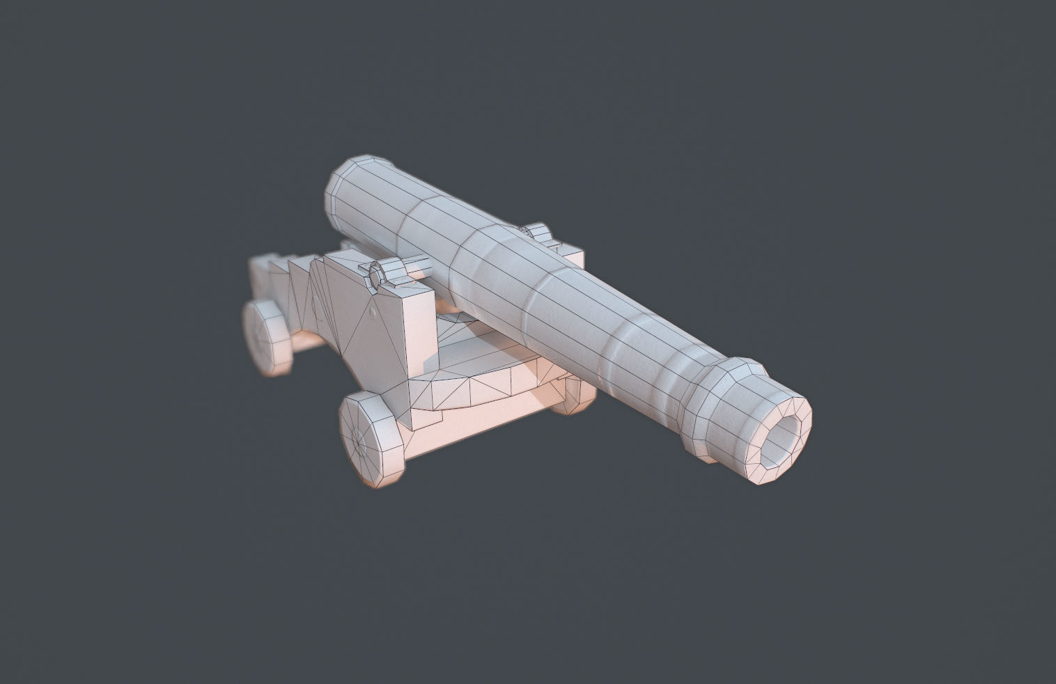 Old Cannon Low-poly 3D model_8