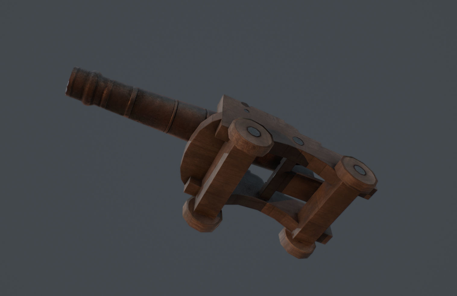 Old Cannon Low-poly 3D model_5