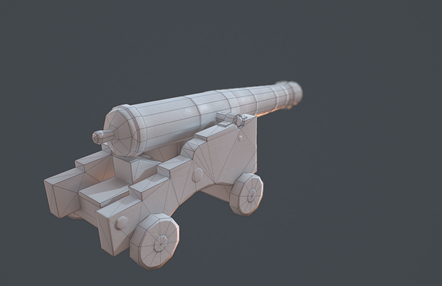 Old Cannon Low-poly 3D model_7
