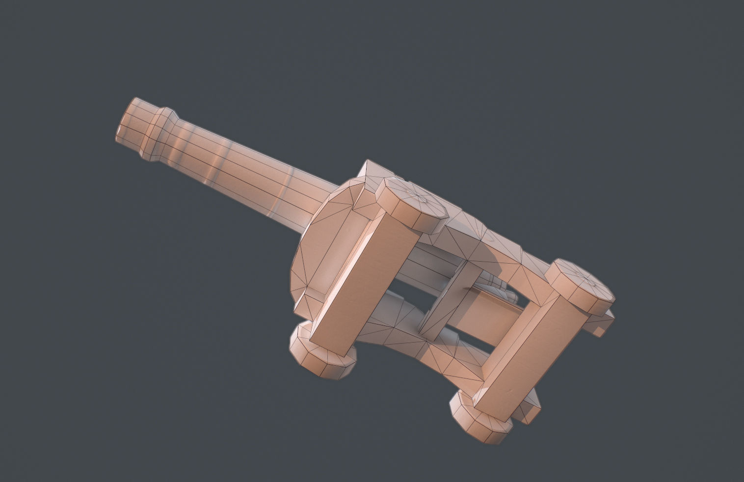 Old Cannon Low-poly 3D model_9