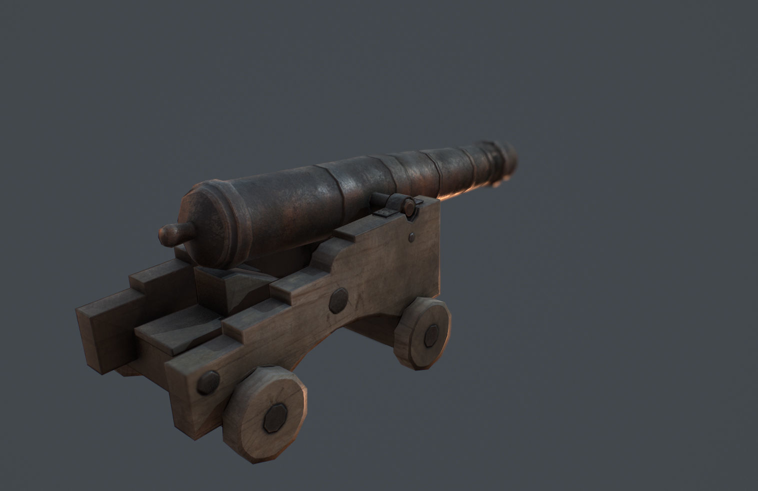 Old Cannon Low-poly 3D model_3