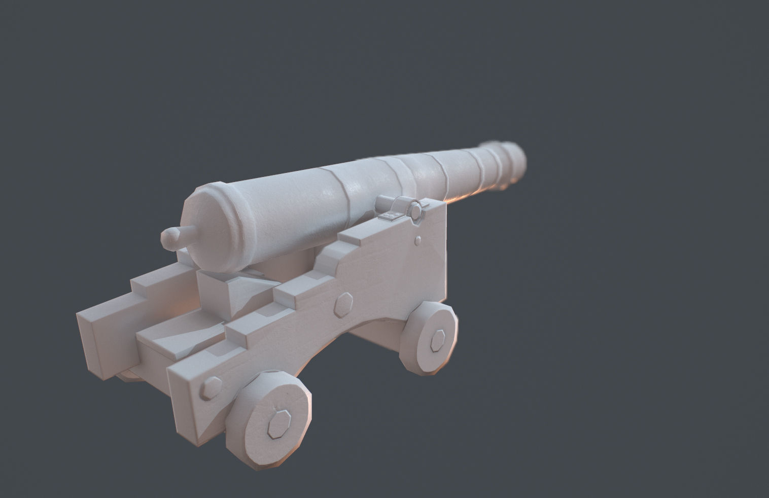 Old Cannon Low-poly 3D model_6