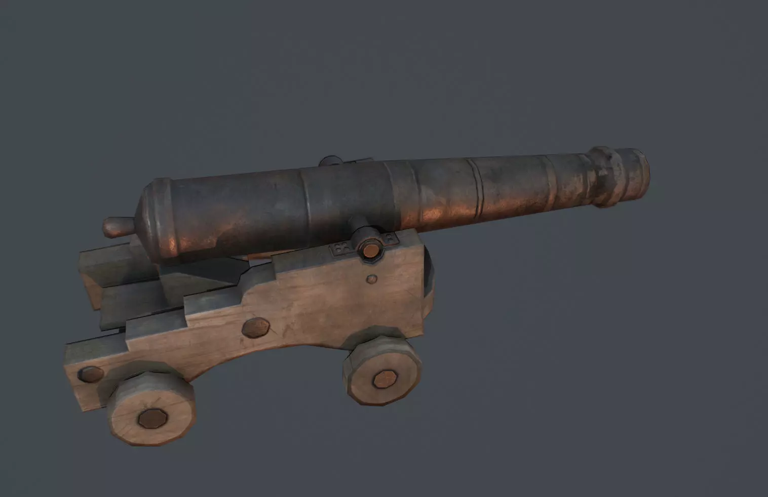 Old Cannon Low-poly 3D model_0