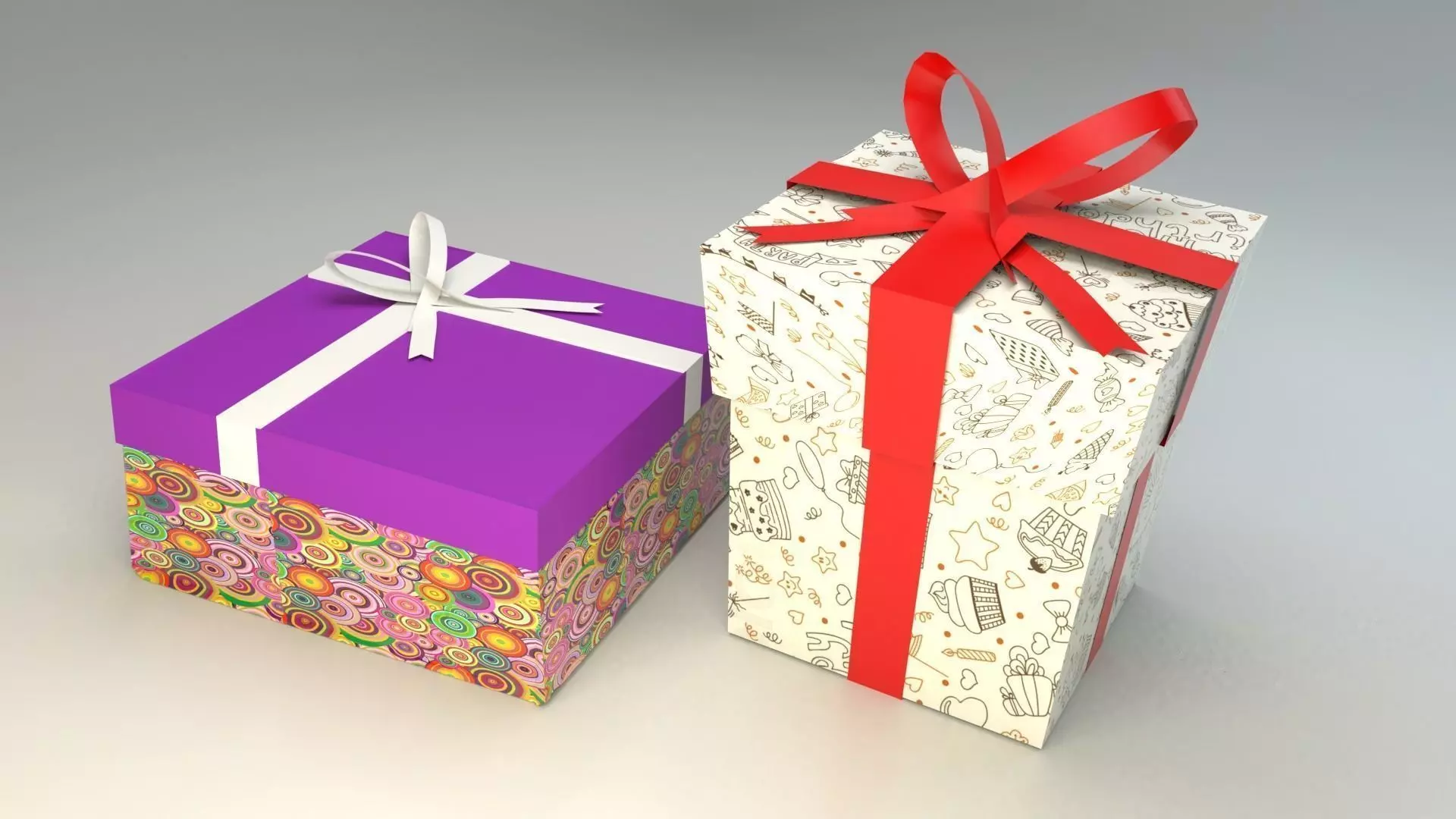Low poly gift boxes of both cubical and rectangular cuboid form  Low-poly 3D model_0