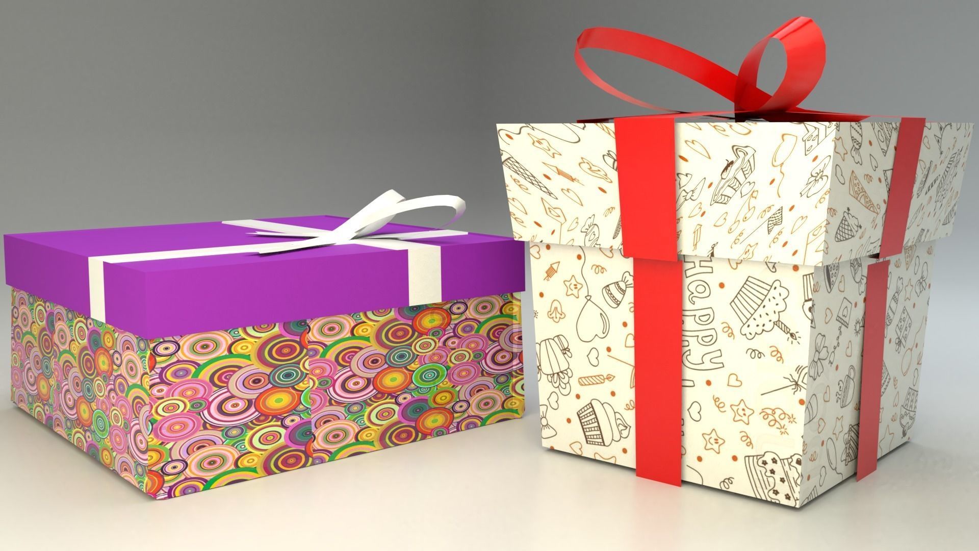 Low poly gift boxes of both cubical and rectangular cuboid form  Low-poly 3D model_2