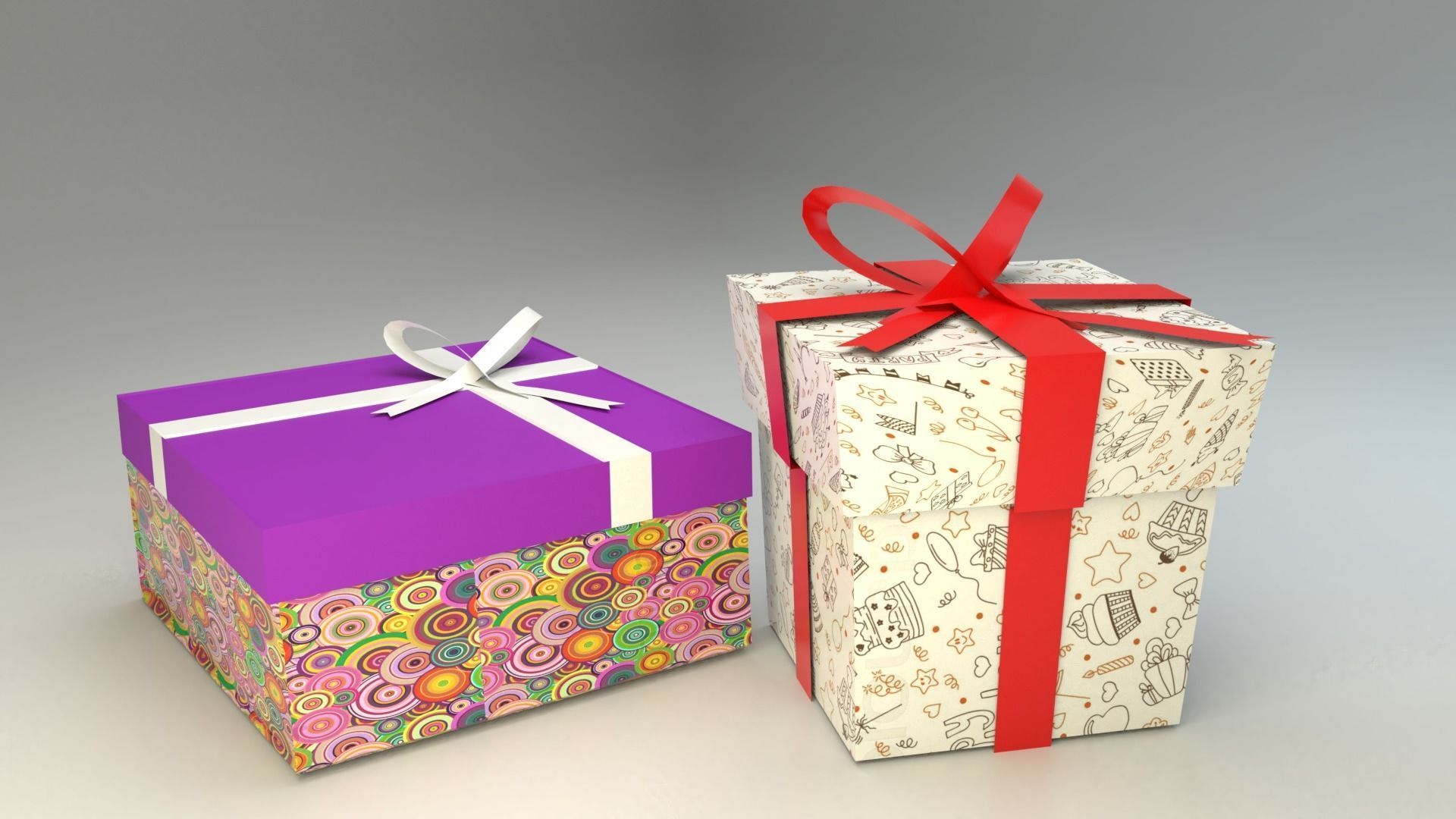 Low poly gift boxes of both cubical and rectangular cuboid form  Low-poly 3D model_1