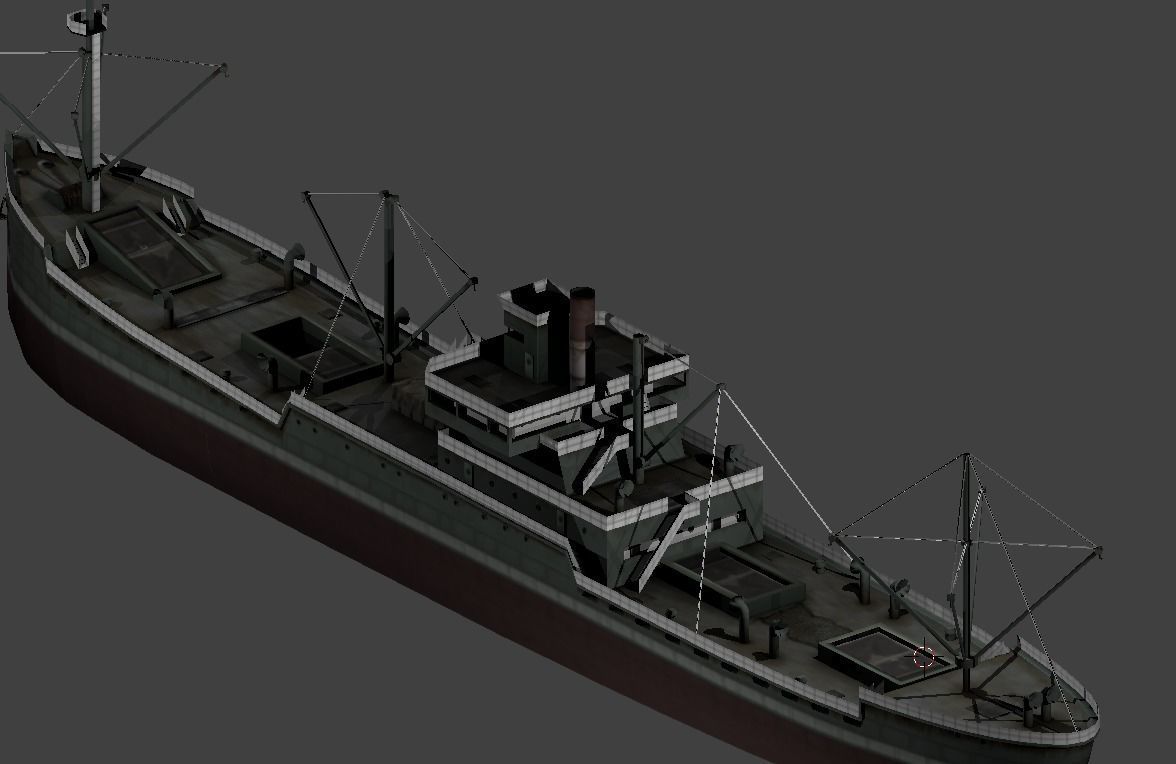 Japanese Merchant Ship Low-poly 3D model_1