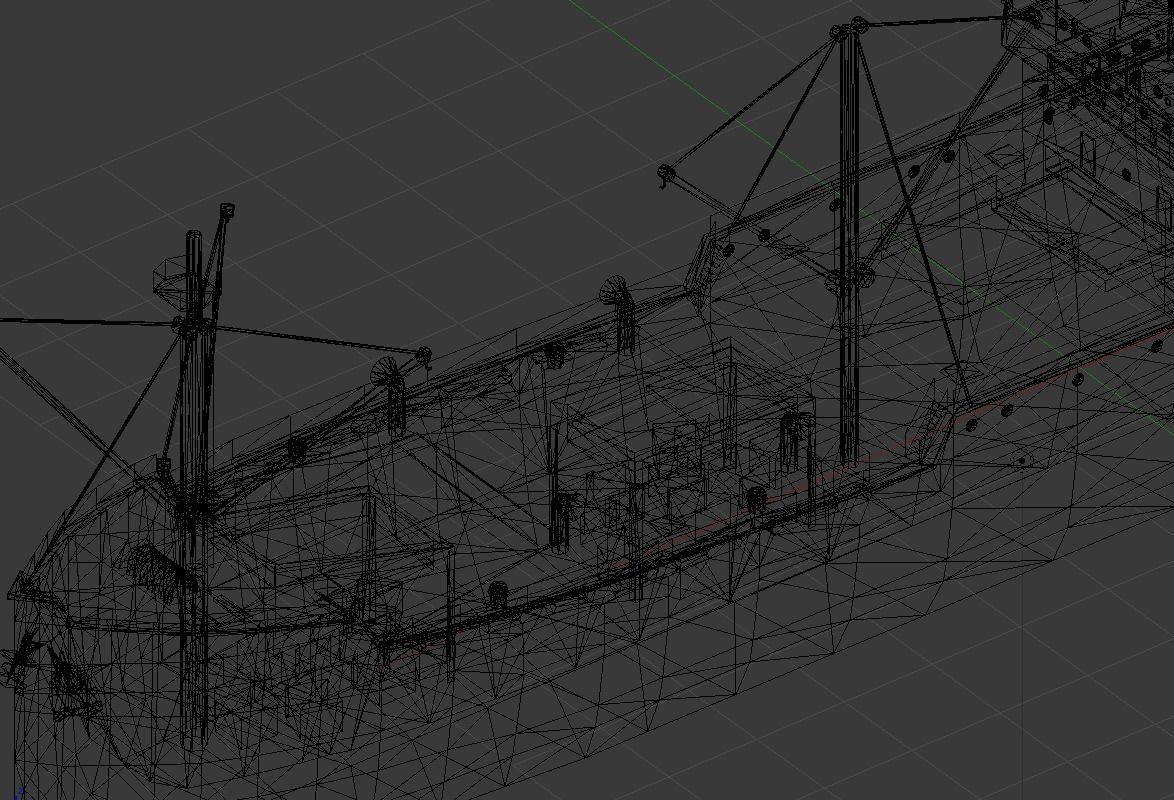 Japanese Merchant Ship Low-poly 3D model_5