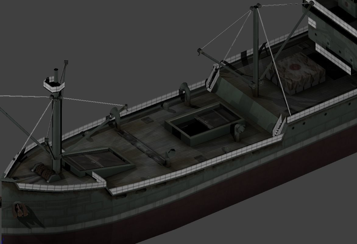 Japanese Merchant Ship Low-poly 3D model_4